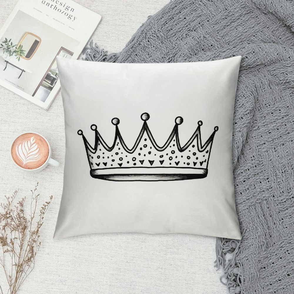 GOSMITH Crown Queen and King Throw Pillow Covers Soft His and Hers Matching Couple Pillow Cases Cushion Covers For Living Room Bedroom Decorative Throw Pillowcases for Sofa Couch Chair
