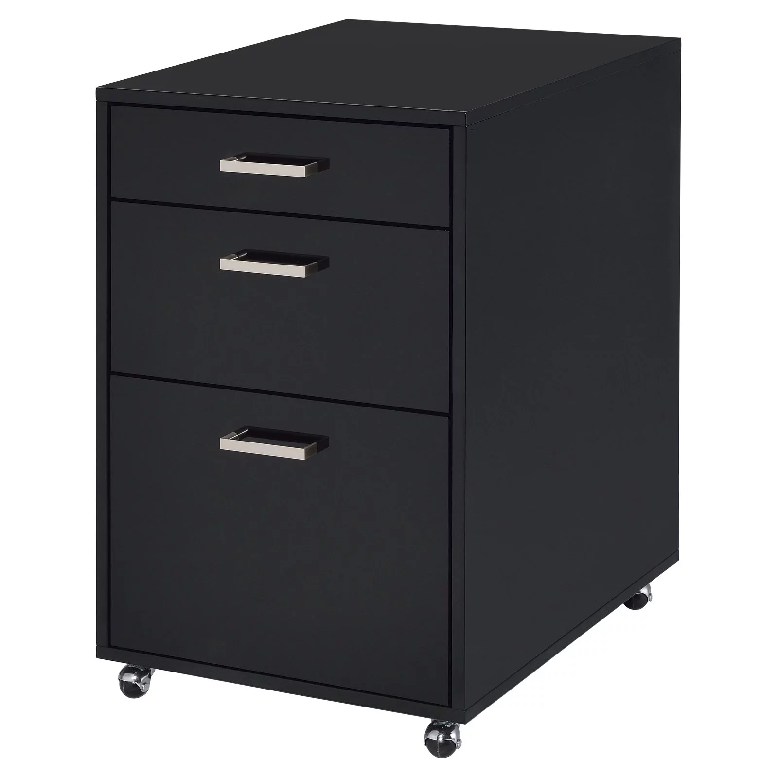 ACME Coleen Rectangular 3-Drawer Mobile File Cabinet in Glossy Black Wood