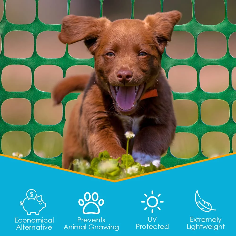 Houseables Plastic Mesh Fence, Construction Barrier Netting, Green, 4'x100' Feet, 1 Roll, Garden Fencing, Fences Wrap, Above Ground, for Snow, Poultry, Chicken, Safety, Deer, Patio, Garden Netting