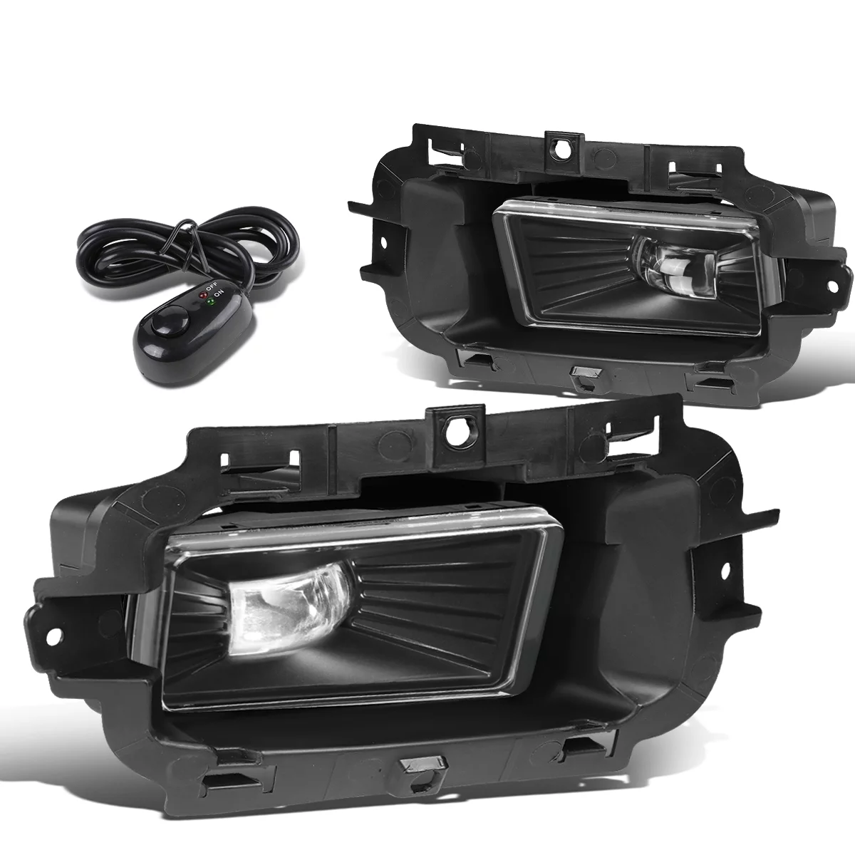 DNA Motoring FL-ZTL-264-CH For 2014 to 2015 Chevy Silverado 1500 Pair Front Bumper LED Fog Light Lamp+Switch Clear Lens