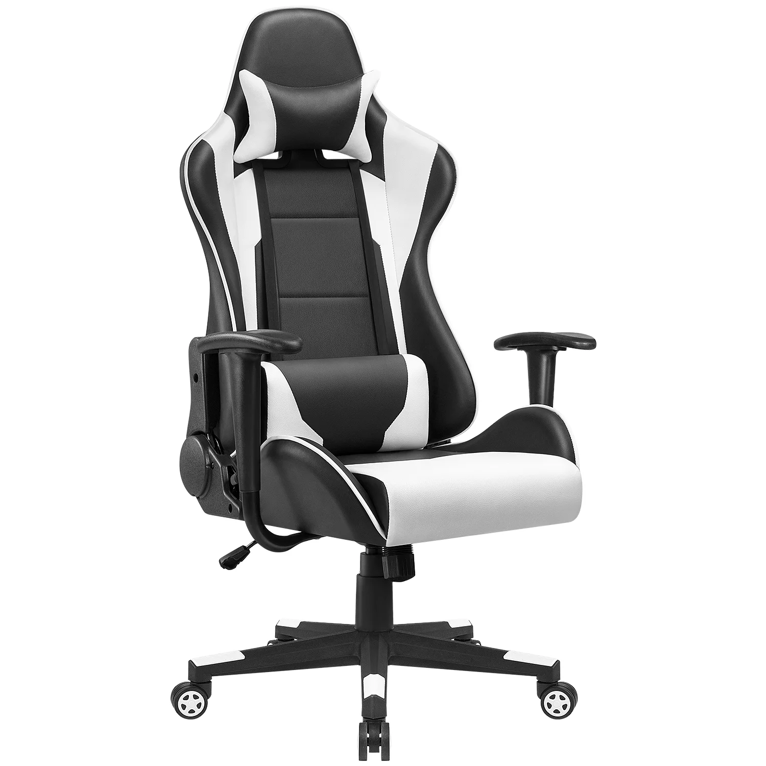 Lacoo Gaming Chair High Back Ergonomic Swivel PU Leather Racing Chair with Headrest, White