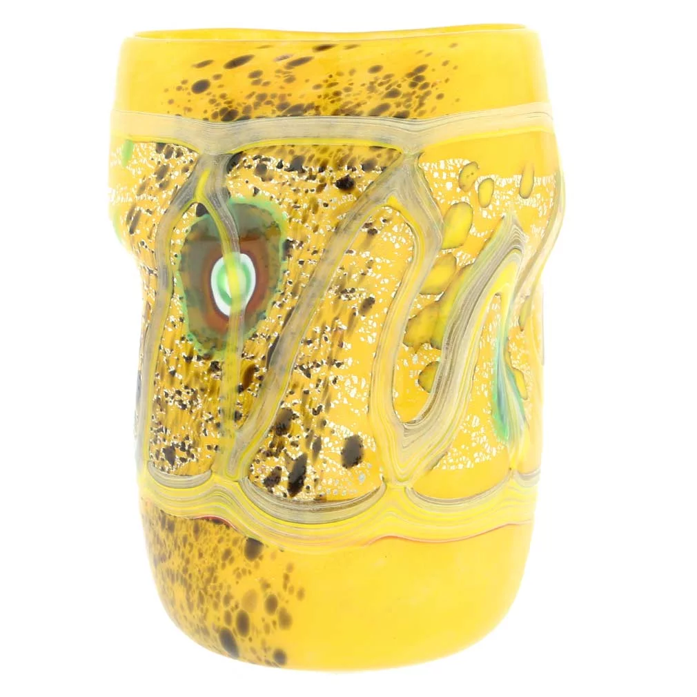 GlassOfVenice Murano Glass Modern Art Tumbler - Yellow