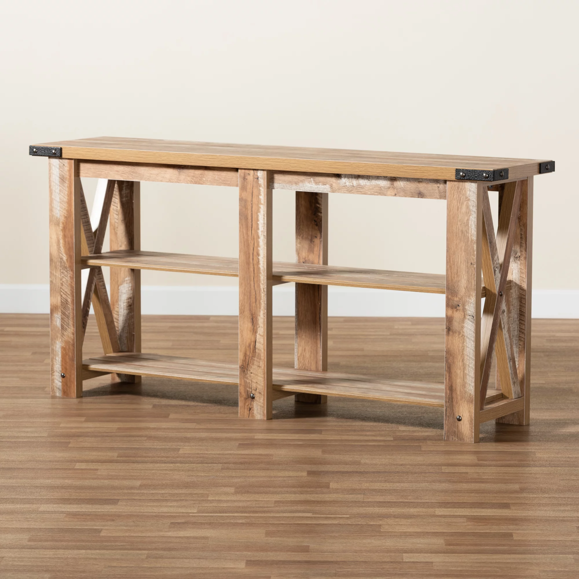 Baxton Studio Angelo Modern MDF Console Table, Rustic Oak Brown