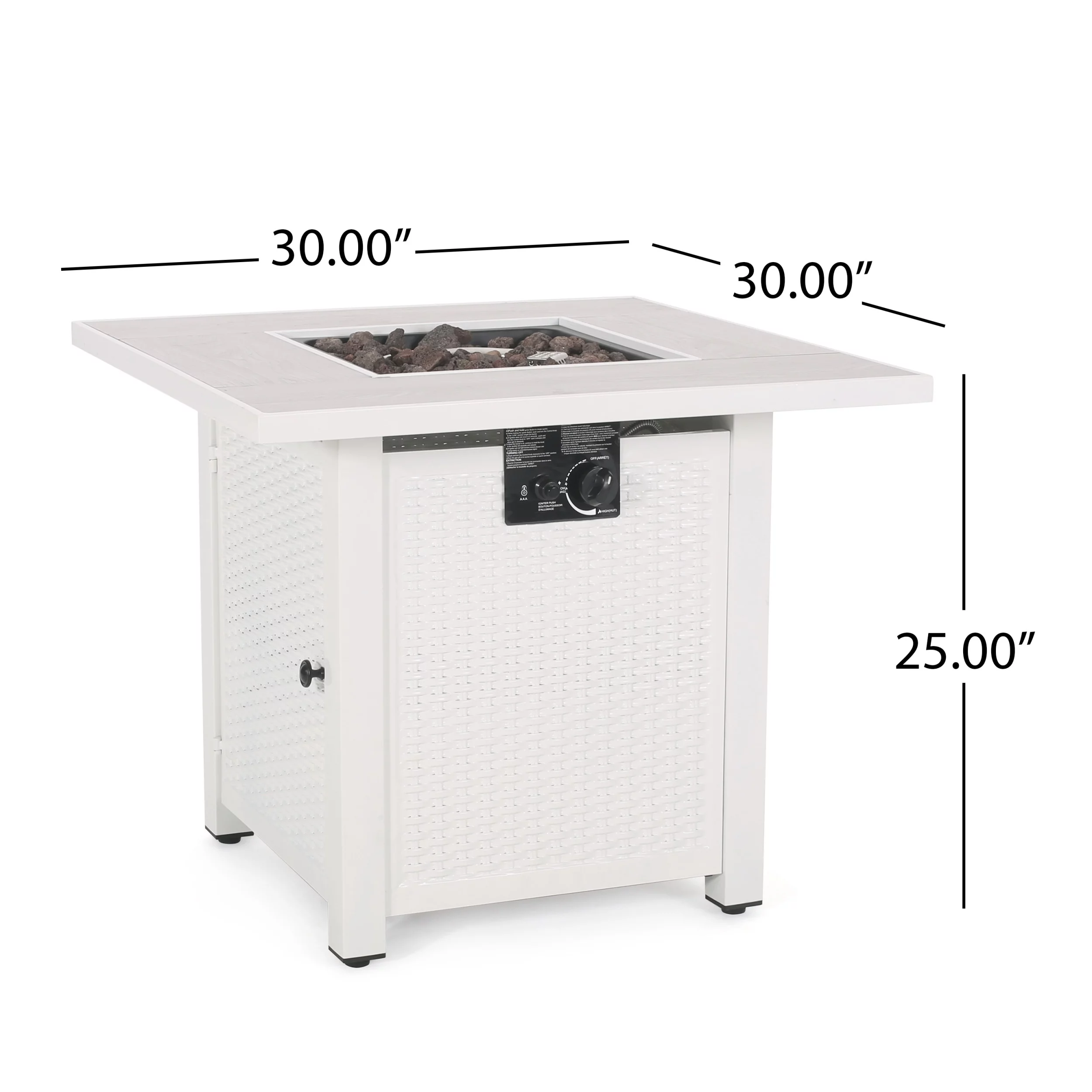Symonds Metal Outdoor 40,000 BTU Square Fire Pit, White and Light Gray