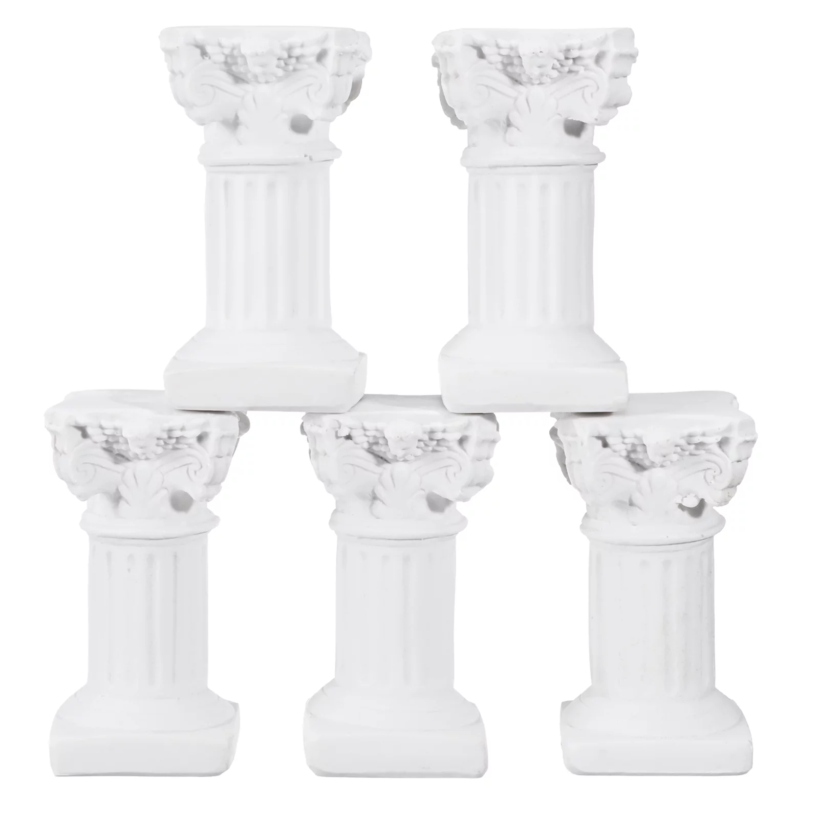 Guichaokj 5Pcs Roman Pillar Statues Resin Pedestal Stand Roman Pillar Greek Column Statues