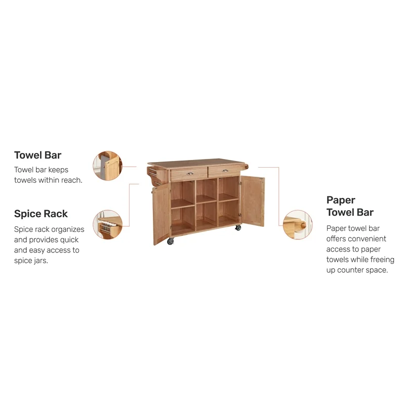 Homestyles General Line Wood Rolling Kitchen Cart in Brown