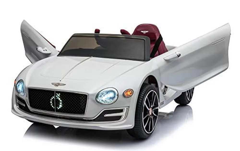 Rock Wheels Licensed Bentley EXP12 Kids Ride on Toy Car, 12V Battery Powered Children Electric 4 Wheels w/ Parent Remote Control, Foot Pedal, 2 Speeds, Music, Aux, LED Headlights (White)