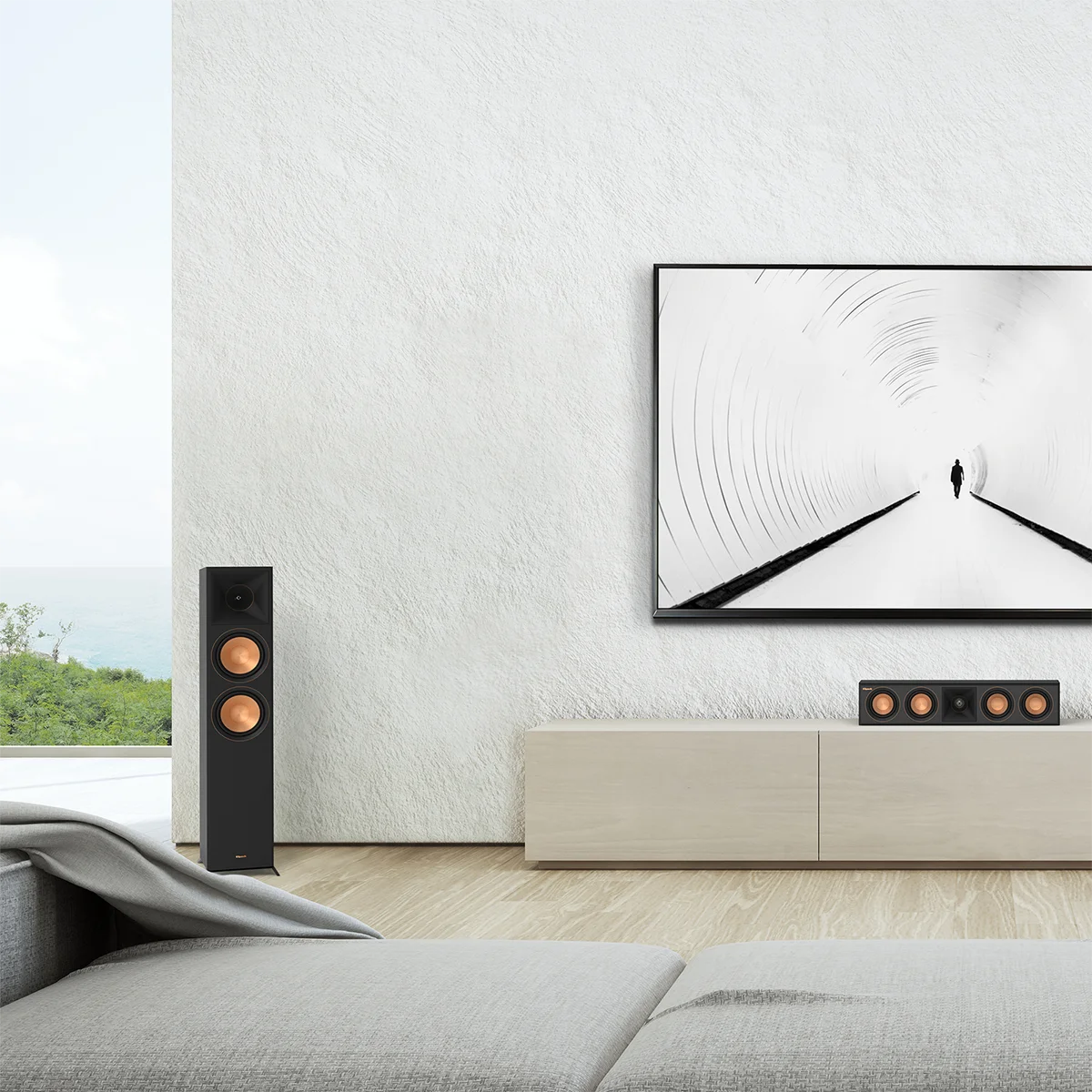 Klipsch RP-6000F II High-Fidelity Floorstanding Speaker (Pair) with Enhanced Bass Ebony Bundle with Deco Gear 100ft long 16 AWG Speaker Wire + High-Quality Brass Speaker Banana Plugs, 5-Pair