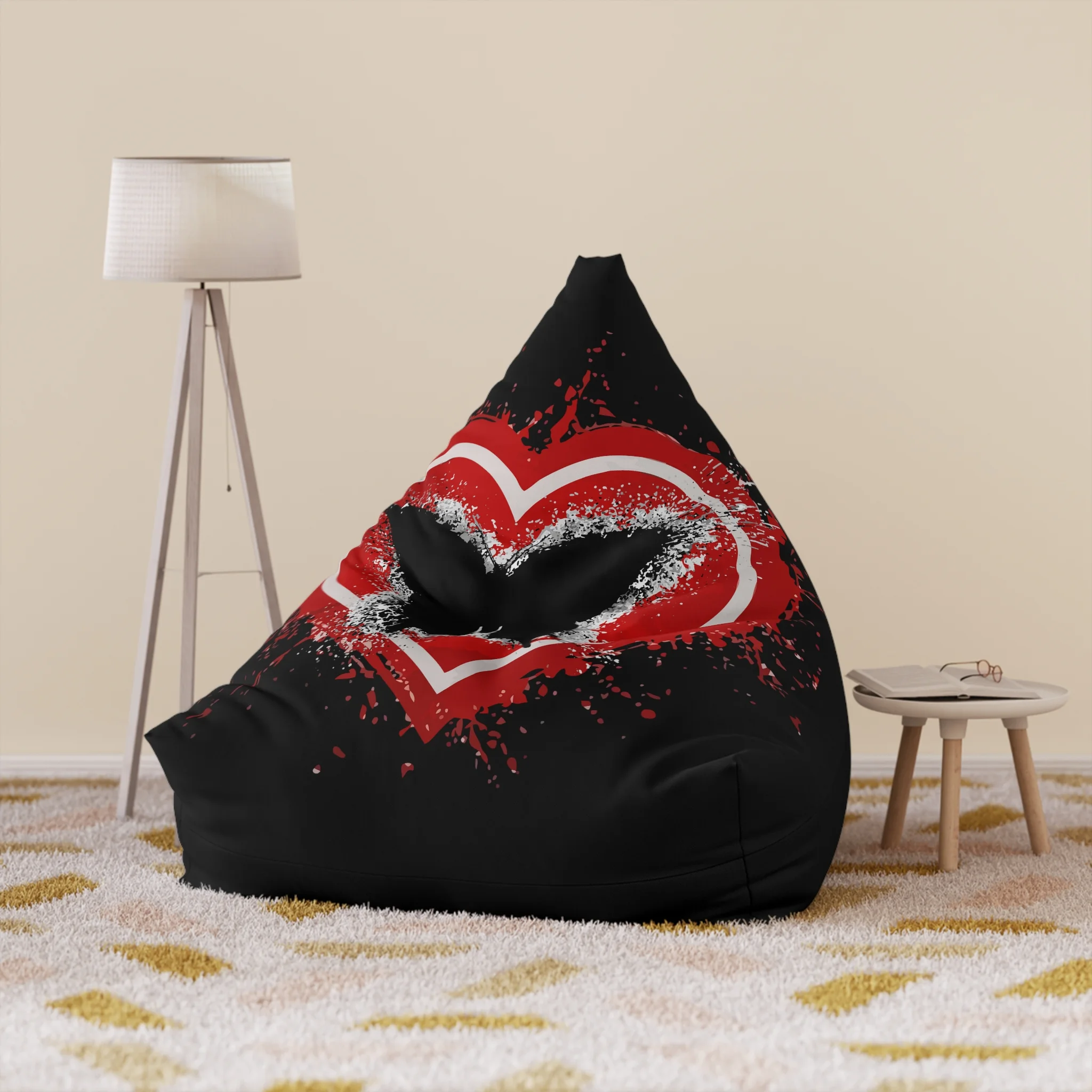 Butterfly Heart Paint Splash Bean Bag Chair Cover, home gifts, custom bean bag chair, home decor, gifts