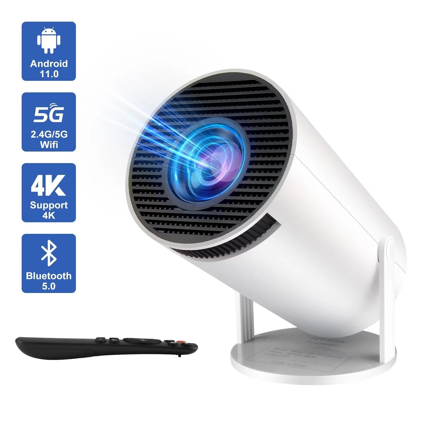 Projector with Wifi and Bluetooth,HopePow Portable Mini Smart Projector 2.0 Outdoor Movie Home Theater,5G 1080P with 130