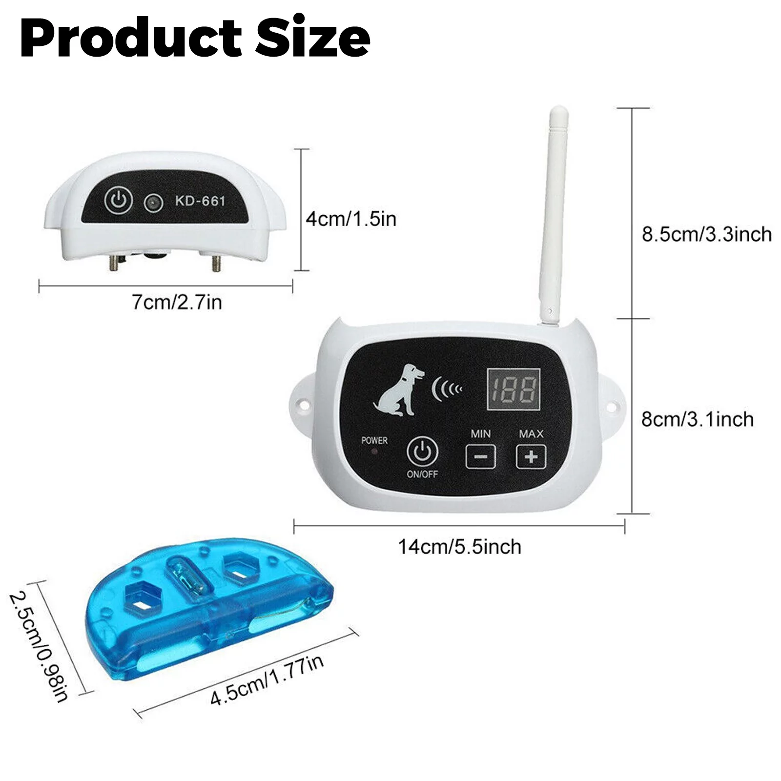 Wireless Dog Training Collar Boundary Containment System, Dog Boundary Containment System Radius Remote Control Transmitter, 3-Dog System, Wired Transmitter and Wireless receiver