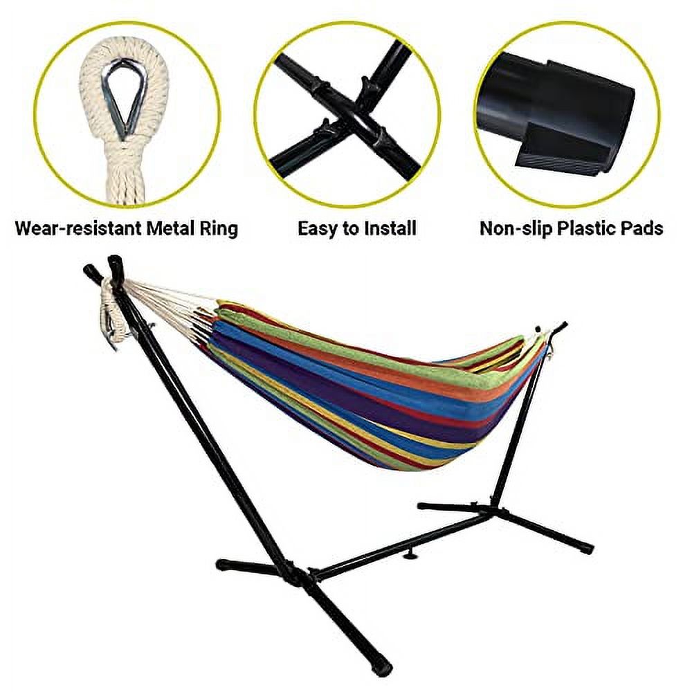 Highwild Double Hammock with Steel Stand - Max 600 Lbs (B- Blue/Purple)