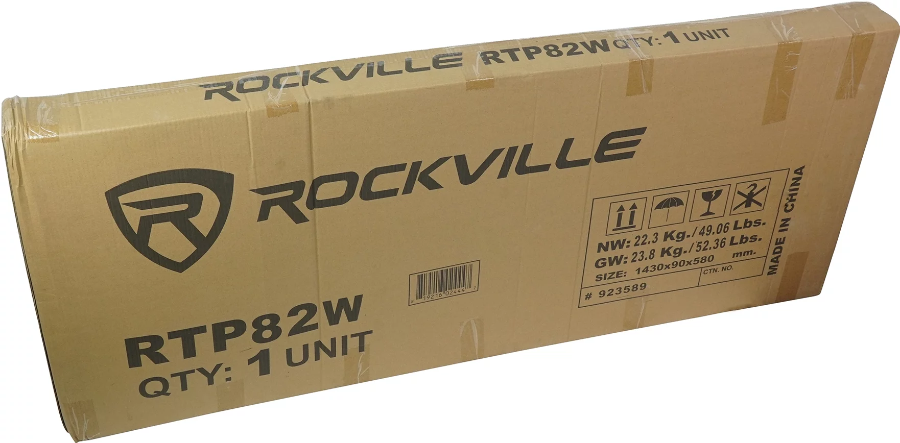 (2) Rockville 8 Ft. Totem Stands+DJ Facade+(4) Battery Powered Wash Up-Lights