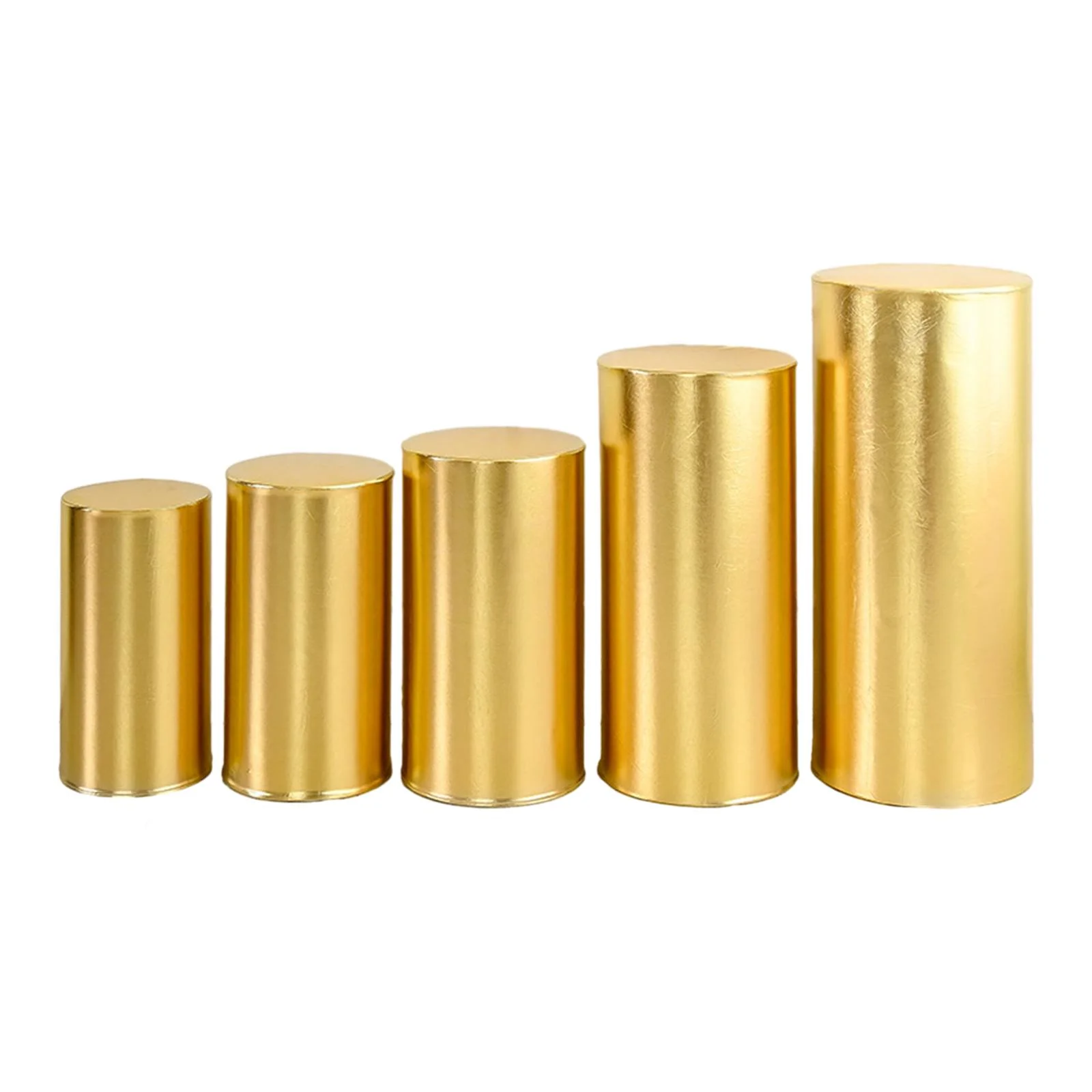 HOMYL 5 Pieces Cylinder Pedestal Covers, Pillar Covers Plinth Support Elastic Cylinder Gold