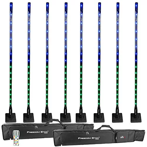 (8) Chauvet DJ Freedom Stick Wireless Battery RGB LED Arrays