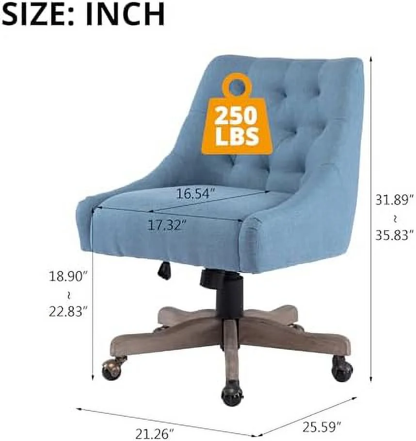 SJOINGB Home Office Chair  Adjustable Upholstered Computer Desk Chair with  Degree Swiveling Base  Ergonomic Task Chair Vanity Chair for Office  Living Room  Studying  Brown