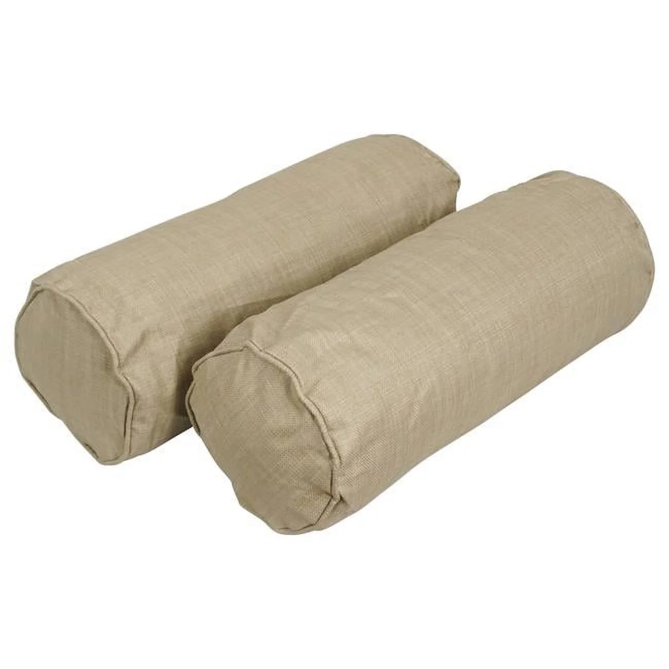 Blazing Needles  20 x 8 in. Double-Corded Spun Polyester Bolster Pillows with Inserts, Sandstone - Set of 2