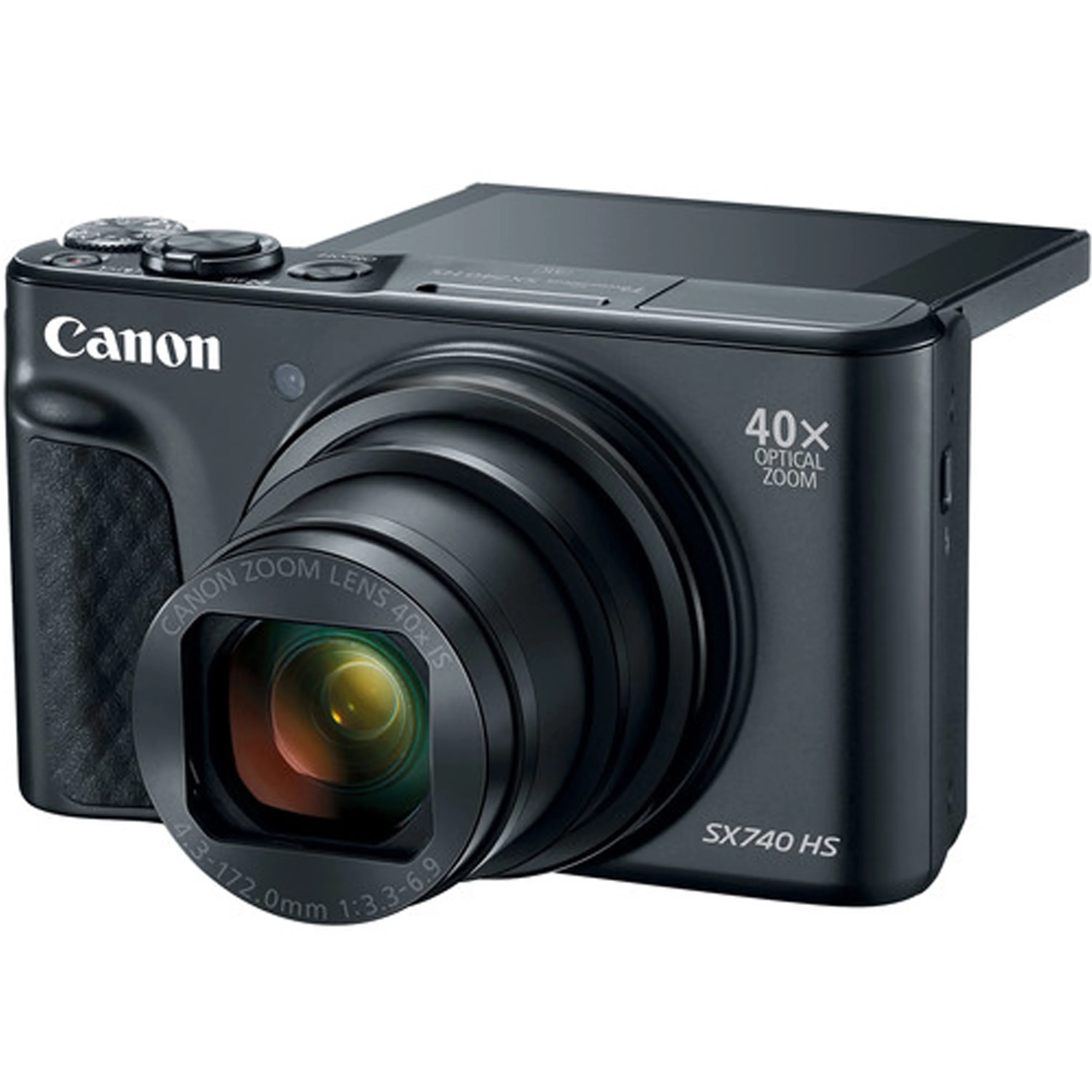 Canon PowerShot SX740 HS Digital Camera With Flash + 2 Extra Batteries + Two 64GB Memory Cards + Tripod + Case & More