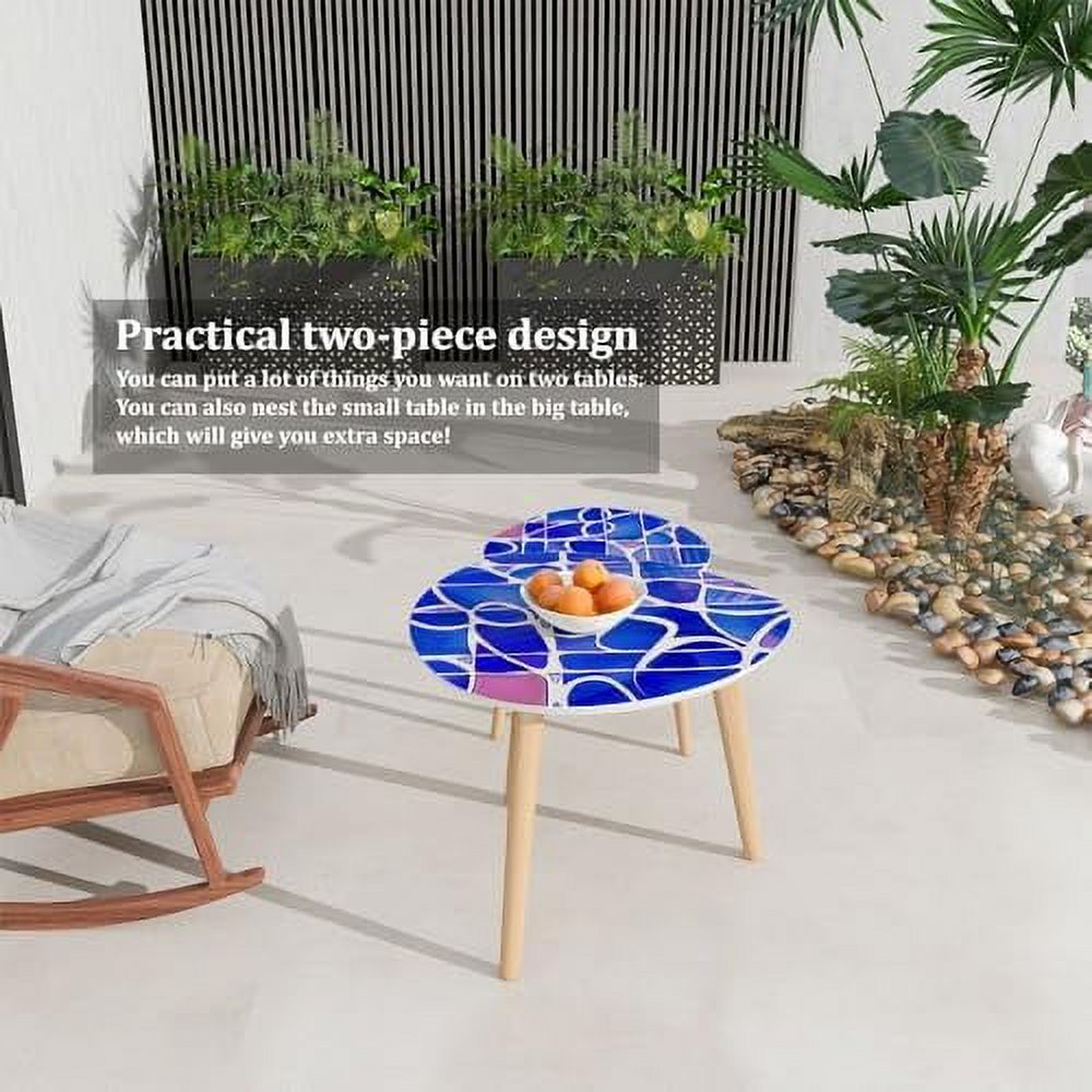 SQWCFD Small Coffee Nesting  Abstract Stained Glass Mosaic  Violet Triangle End  Center   Modern   Room Bedroom Balcony