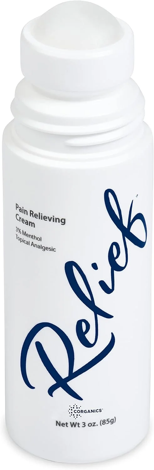 Corganics Topical Pain Relief Cream Natural Essential Oil Based Knee Joint Back Leg Feet Foot Hands Arthritis - Roll-on, 3 oz.