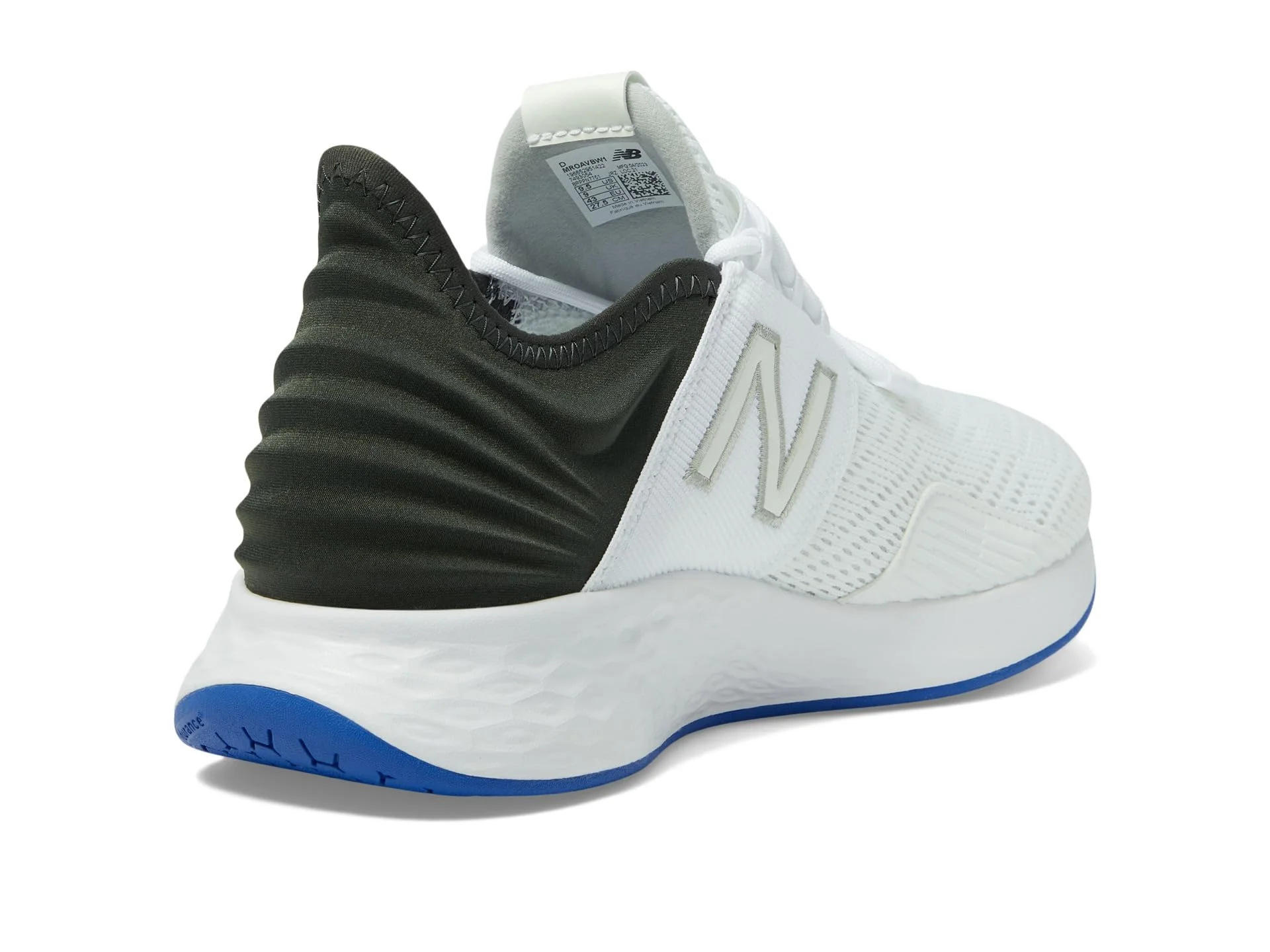 New Balance Men's Fresh Foam Roav V1 Running Shoe, White/Black 1, 9.5