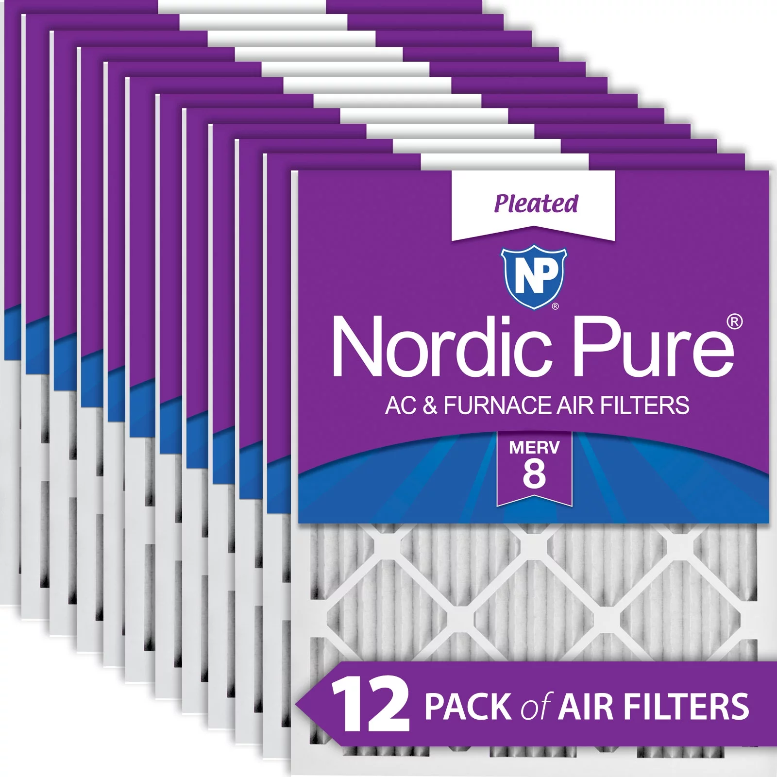 Nordic Pure 8x20x1 Pleated MERV 8 Air Filters 12 Pack