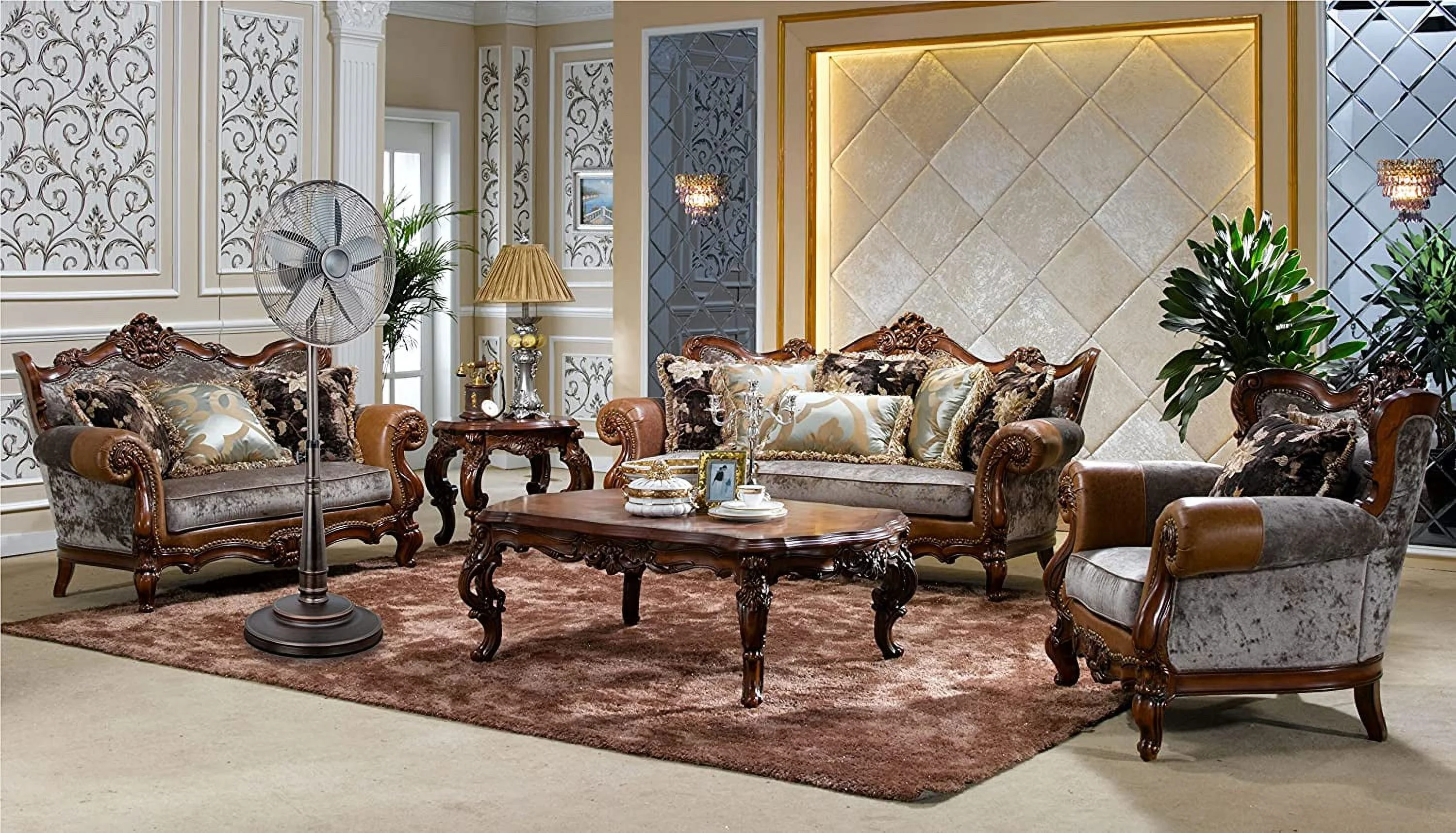 JDZHAPPYLIFE F-6218 Oscillating Stand Fan  Household  Bronze