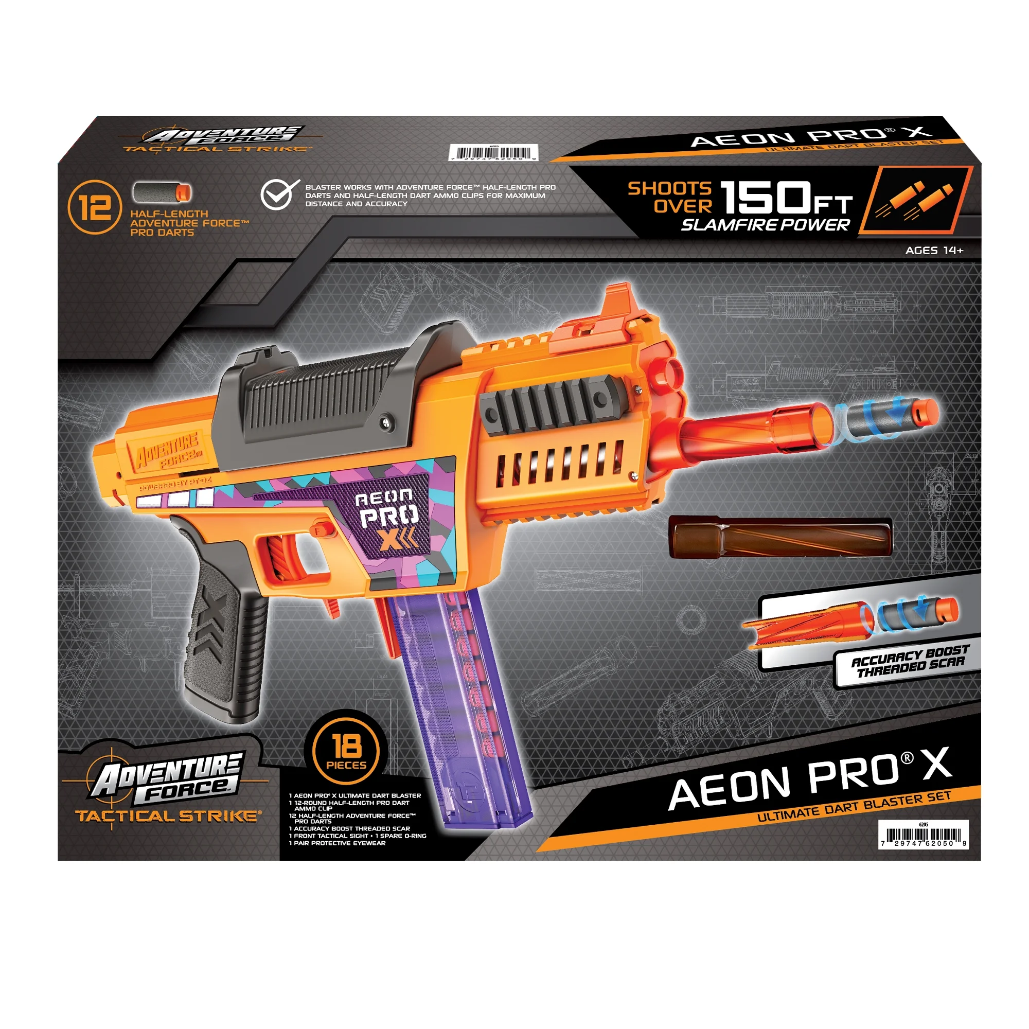 Adventure Force Tactical Strike Aeon Pro X Manual Ultimate Dart Blaster with 12 Half-Length Darts - Flies up to 150 ft