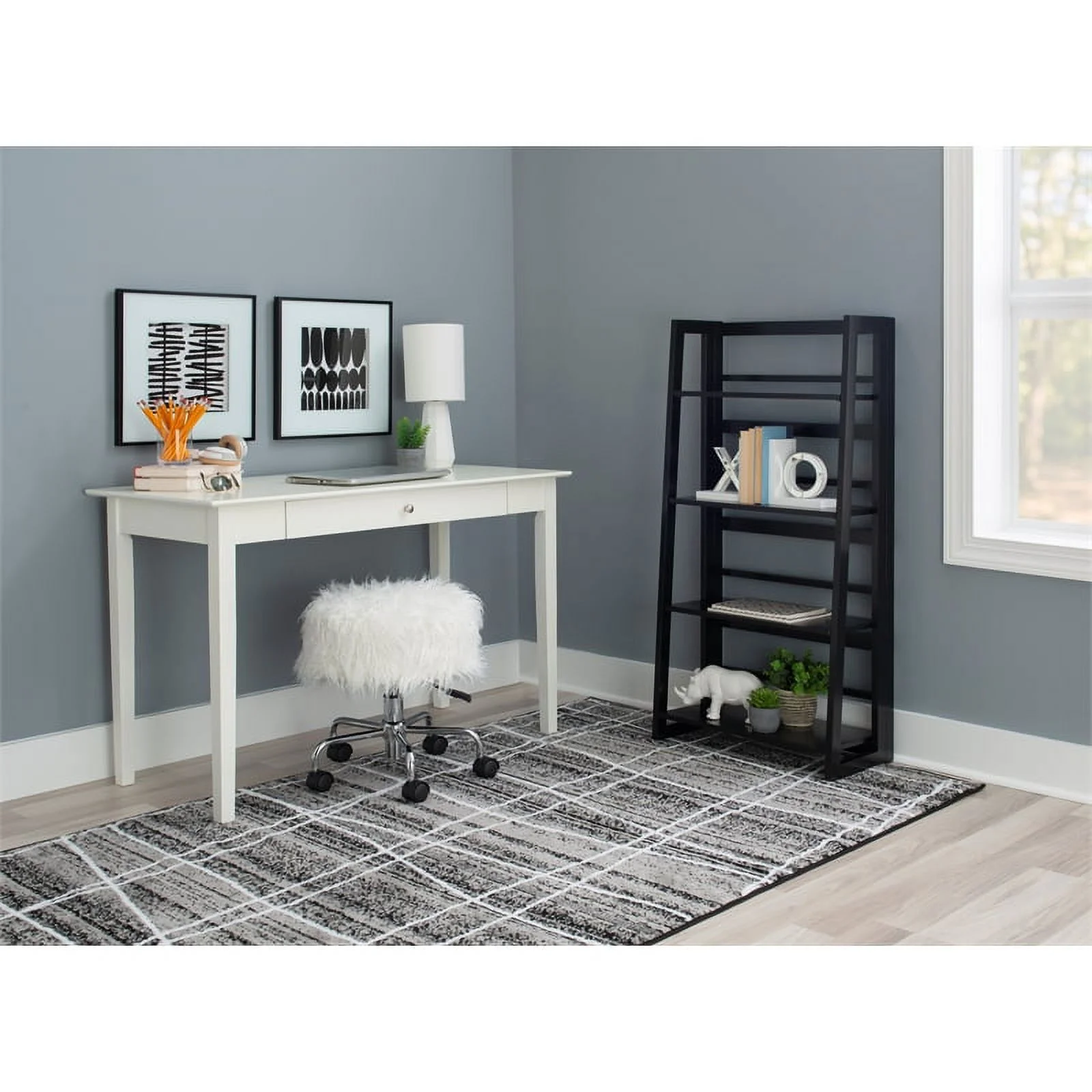 Linon Evans Wood One Drawer Desk in White