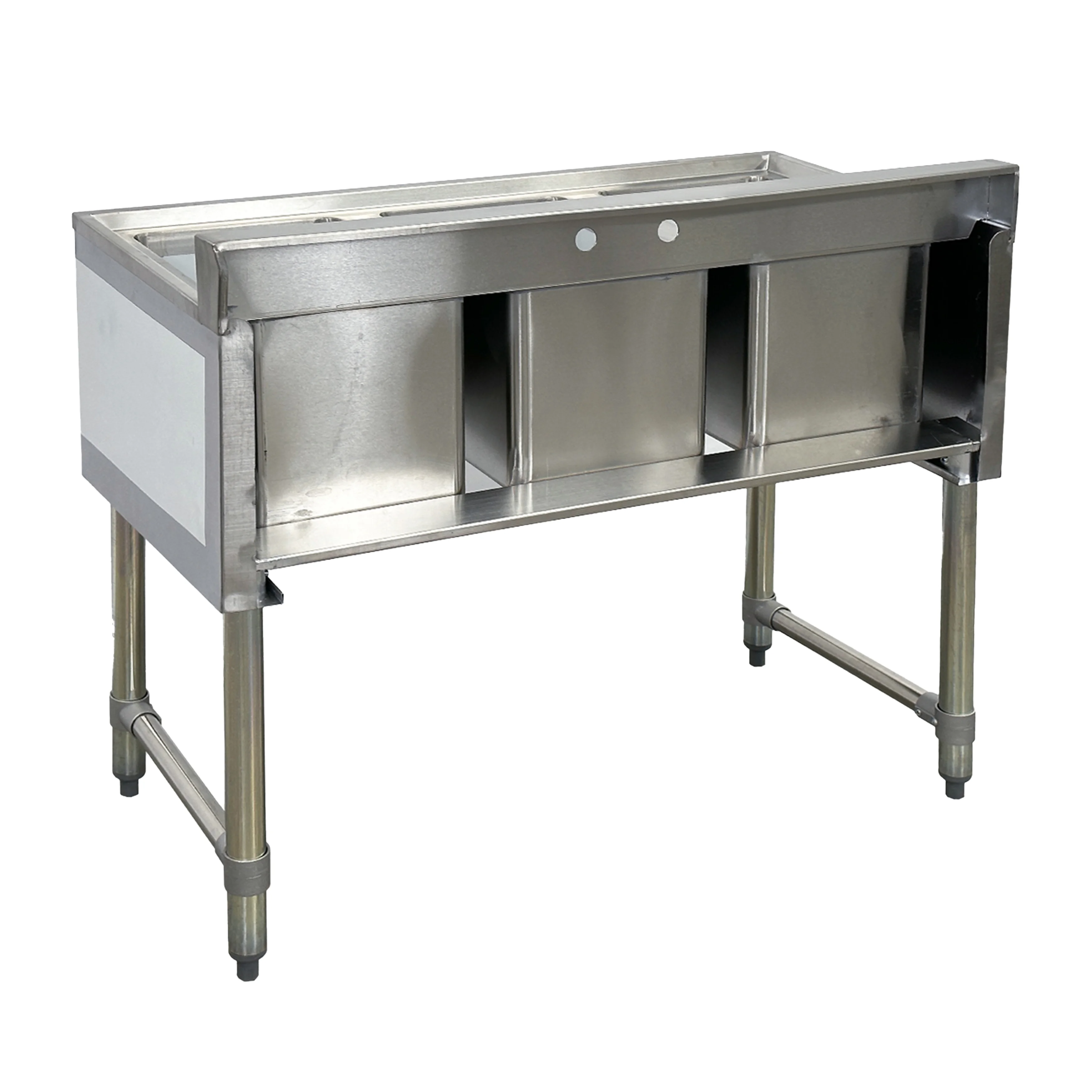 38 in. Commercial Three Compartment Bar Sink with Faucet 38''x18.6''x32.5''