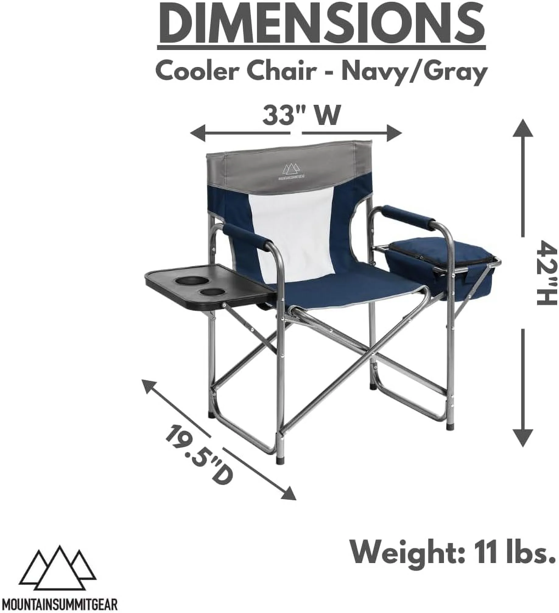 Foldable Cooler Chair with Attached Side Table for Camping/Hiking/Backpacking by Caddis Sports, Inc. (Navy)