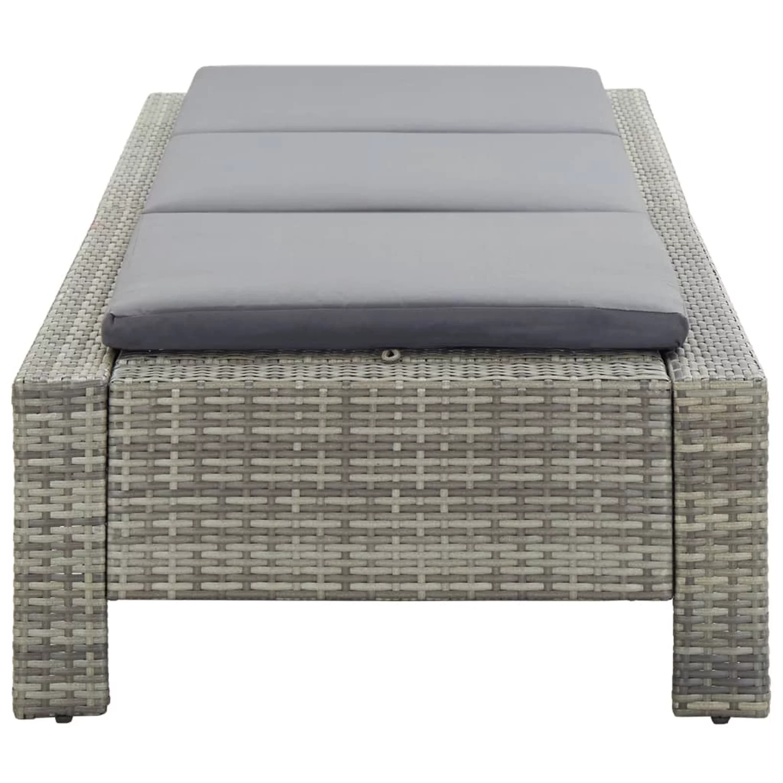 Sunbed with Cushion Gray Poly Rattan