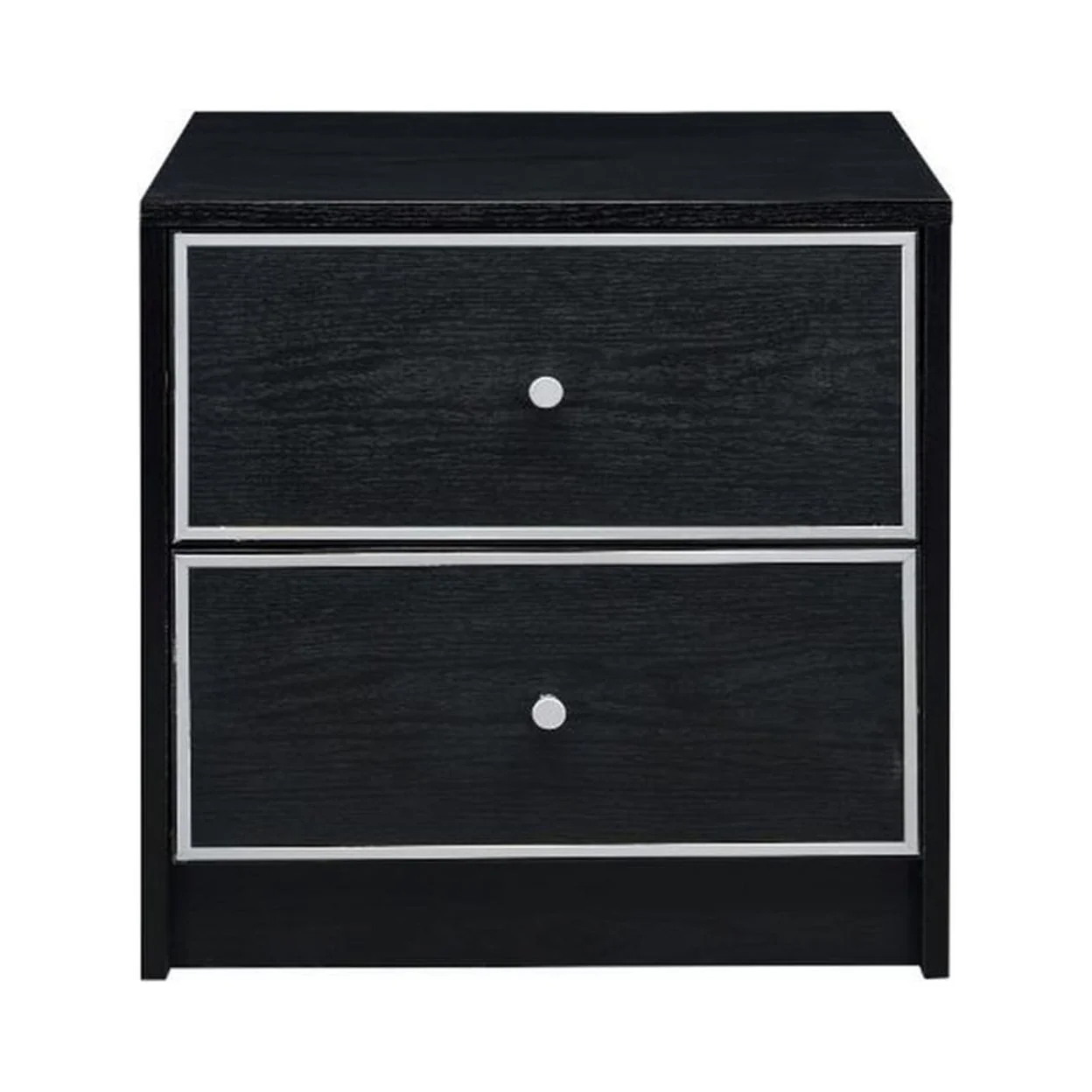 Accent Table with 2 Storage Drawers and Intricate Trimming, Black- Saltoro Sherpi