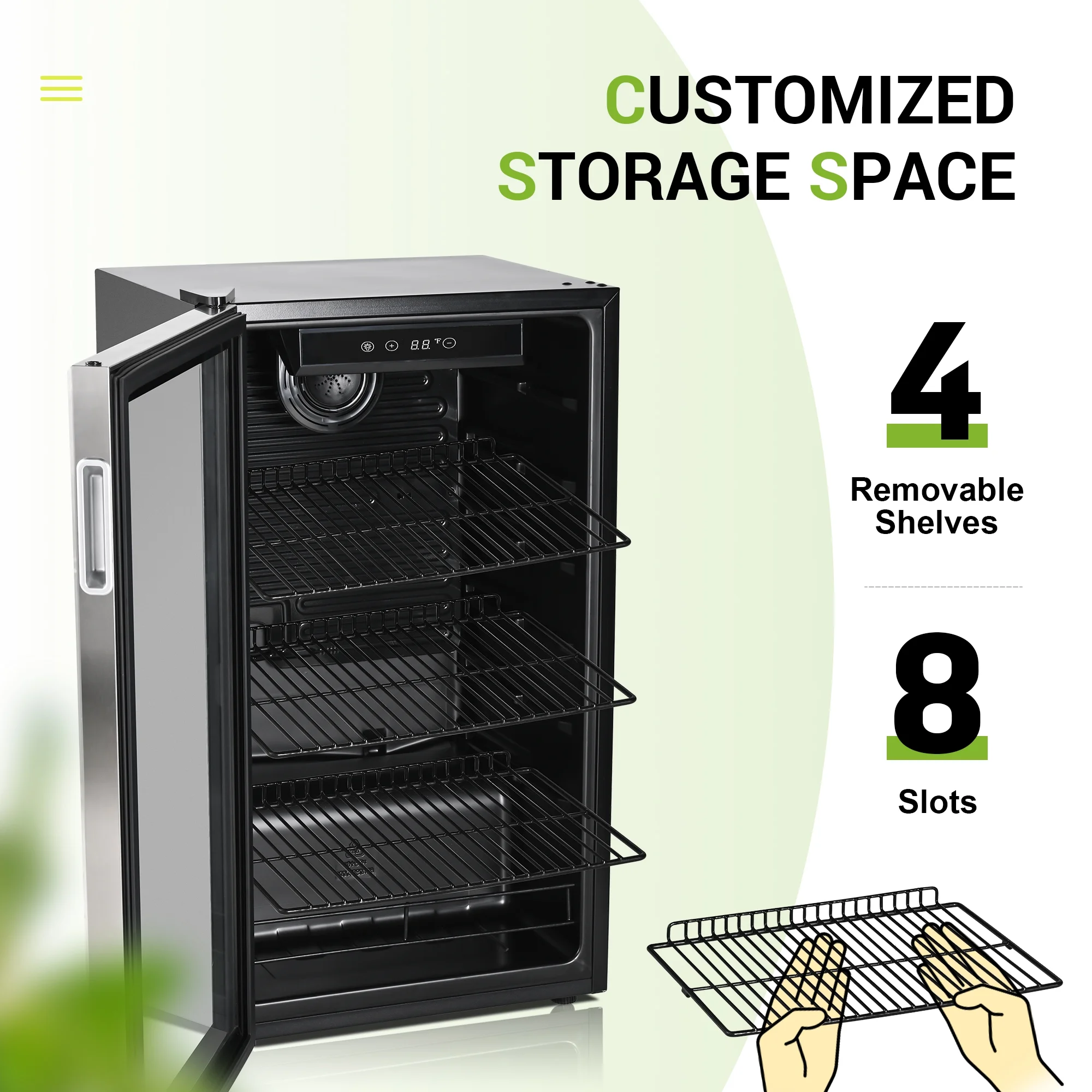 Beverage Refrigerator and Cooler, 126 Can Mini fridge with Glass Door, Small Refrigerator with Adjustable Shelves for Soda Beer or Wine, Perfect for Home/Bar/Office