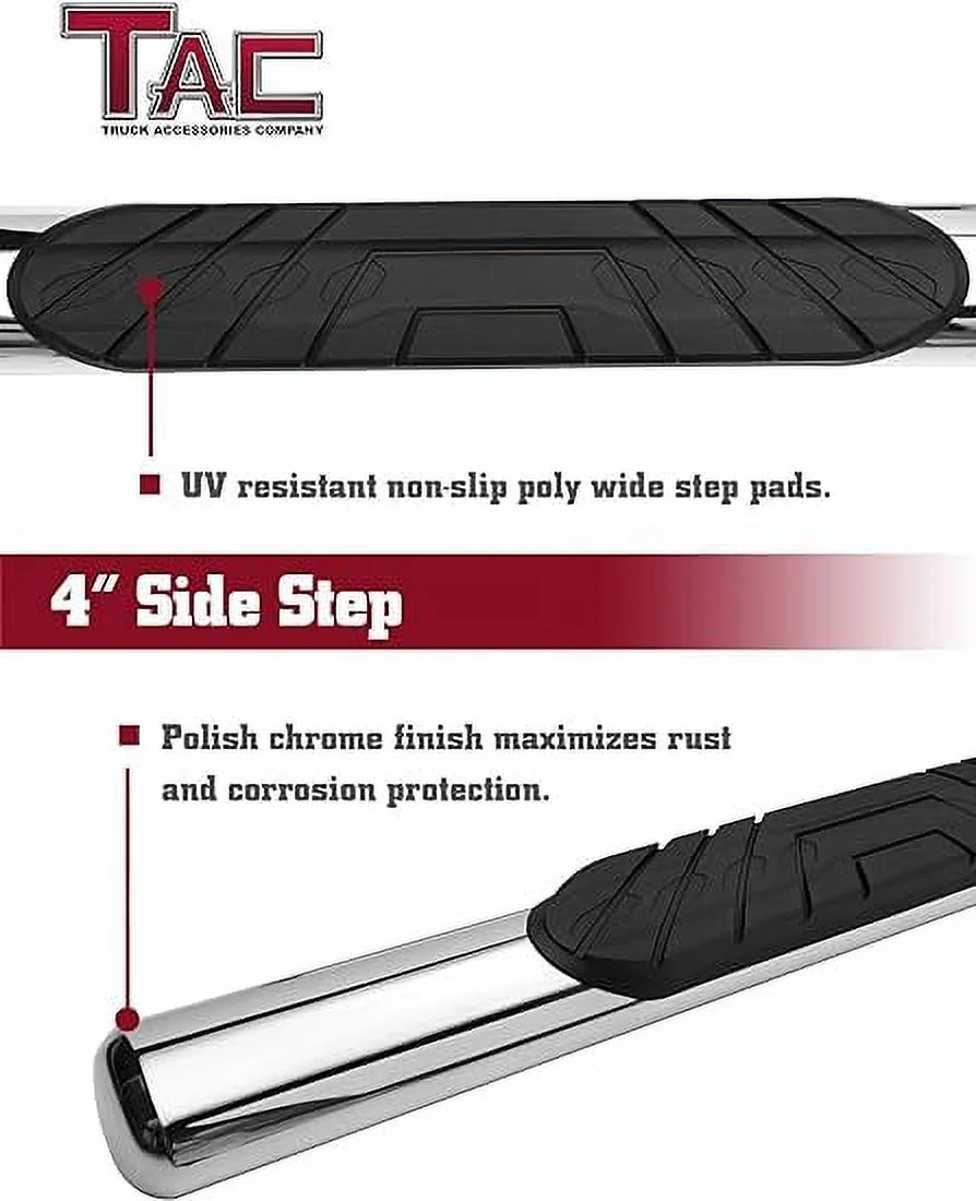 TAC Side Steps Running Boards Compatible with 2002-2008 Dodge Ram 1500 Quad Cab / 2003-2009 Dodge Ram 2500 / 3500 Quad Cab Pickup Truck 4