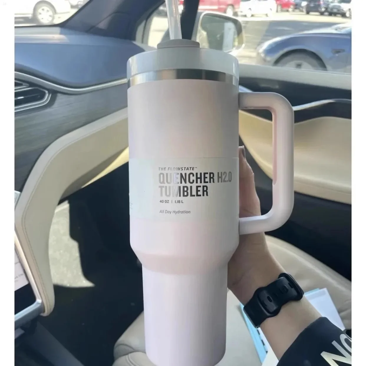 with Handle Straw Lid Stainless Steel 30oz Vacuum Insulated Car Mug Double Wall Thermal Iced Travel Cup