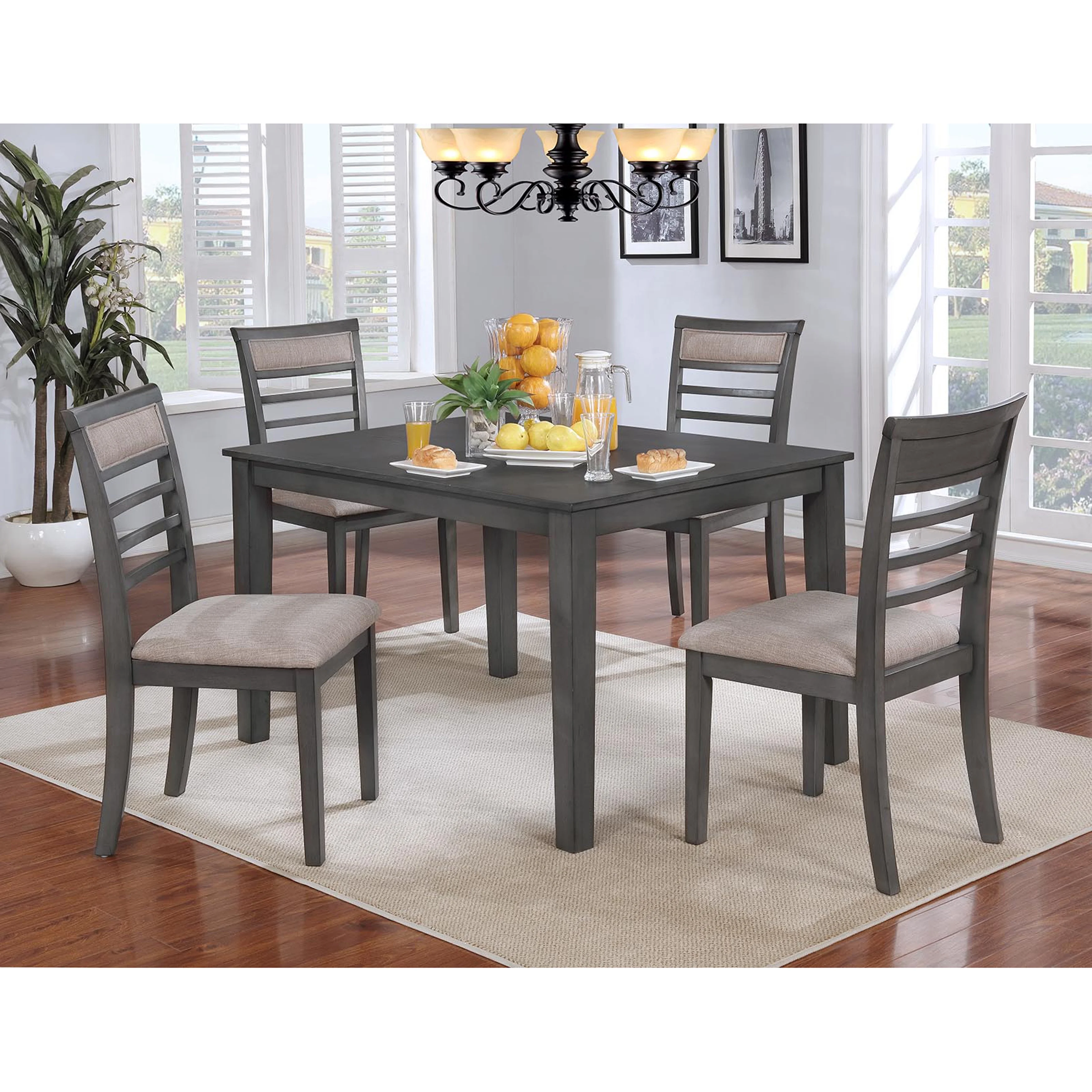 Furniture of America Mason Contemporary 5-Piece Wood Dining Set, Gray