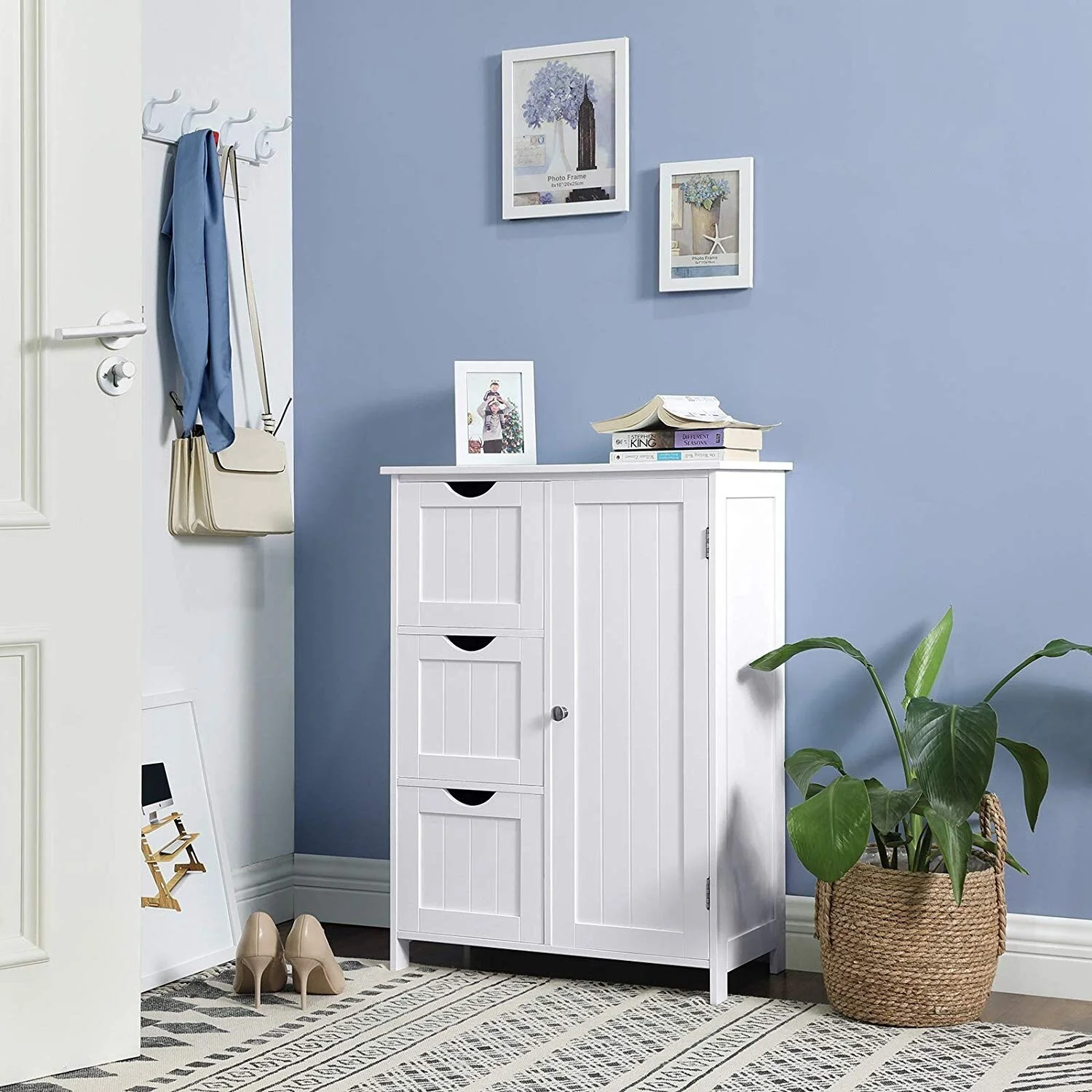 VASAGLE Bathroom Storage Cabinet, Floor Cabinet with 3 Large Drawers and 1 Adjustable Shelf - 11.8