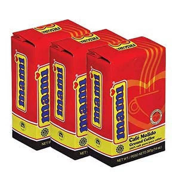 CAFE MAMI, 100% Puerto Rican Premium Ground Coffee, 42oz (3 units of 14oz) + Plus Sticker by Artist Jose Hoffman