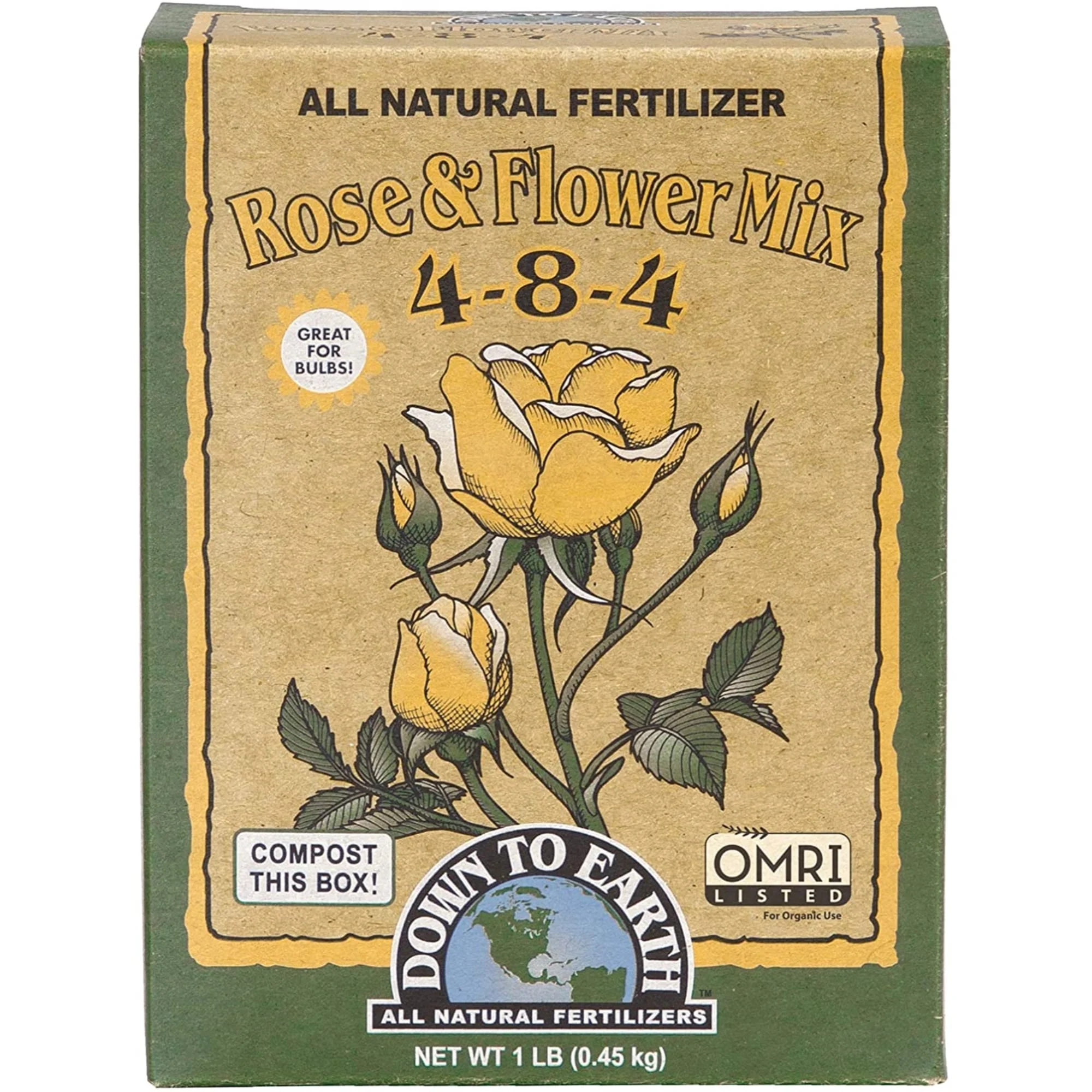Down To Earth Rose & Flower Mix All Natural Fertilizer 4-8-4 1lb