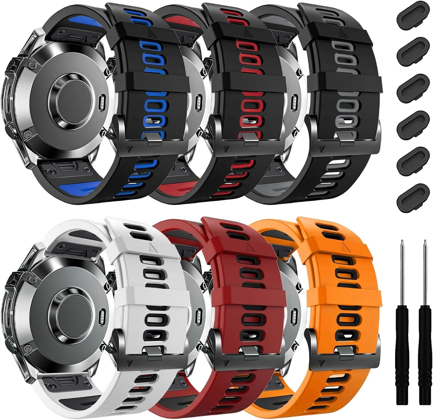 22mm Sports Replacement Straps for Garmin Fenix 7 Pro/7/6 Pro/6/5 Plus/5,Quick-Fit Silicone for Forerunner