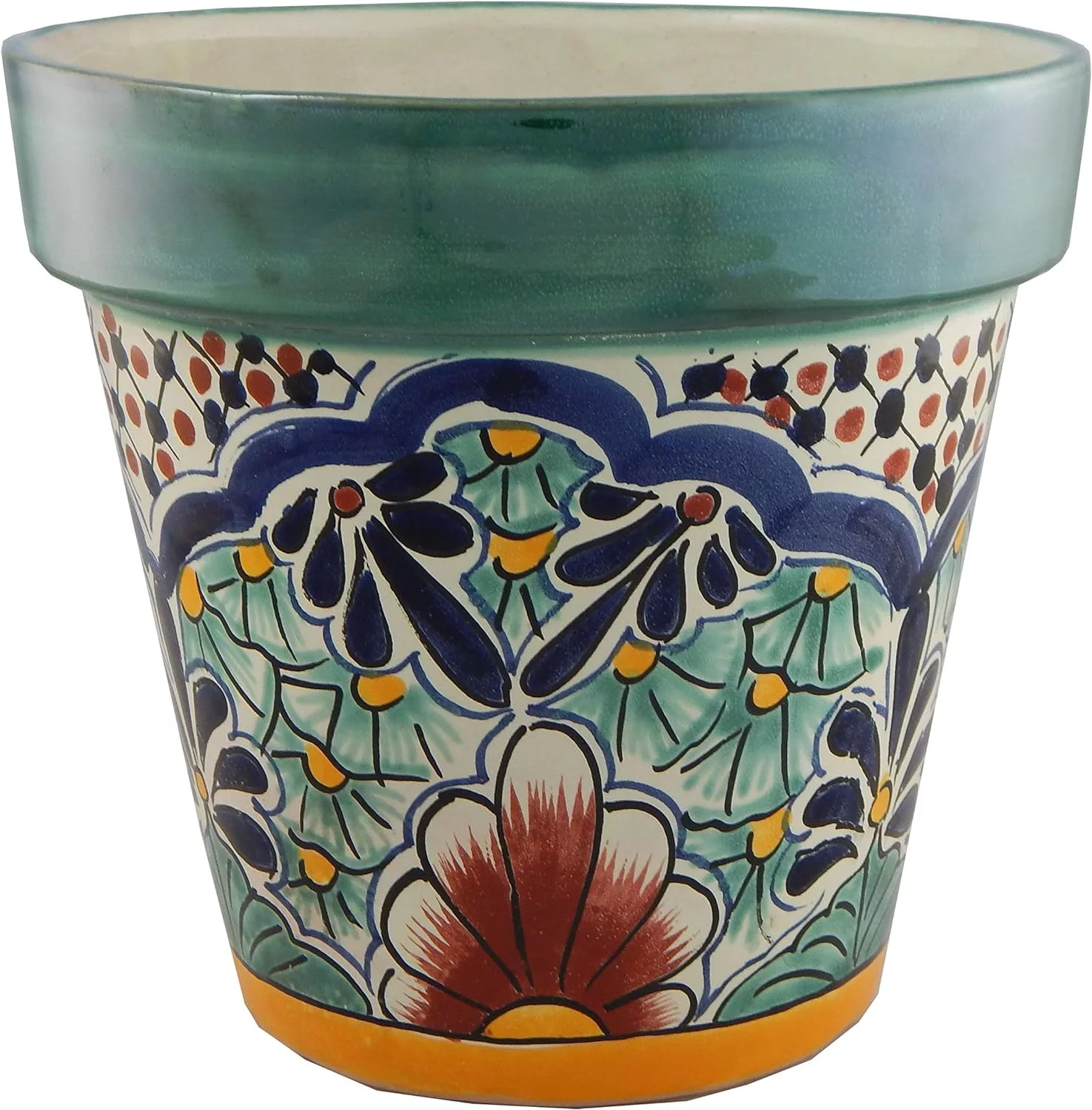 Mexican Talavera Planter Ceramic Flower Folk Art tery Garden Handmade # 11