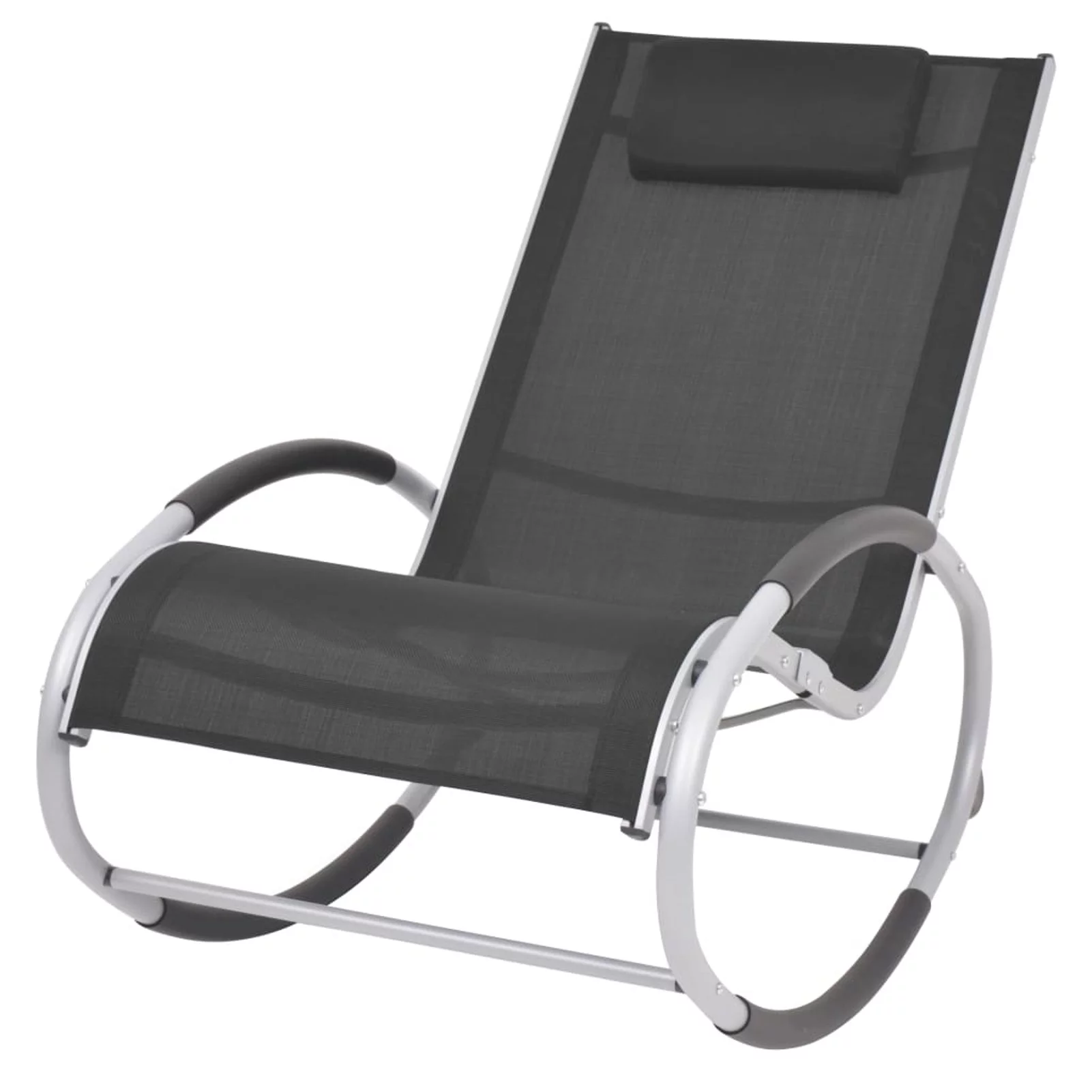 Carevas Outdoor Rocking Chair Black Textilene