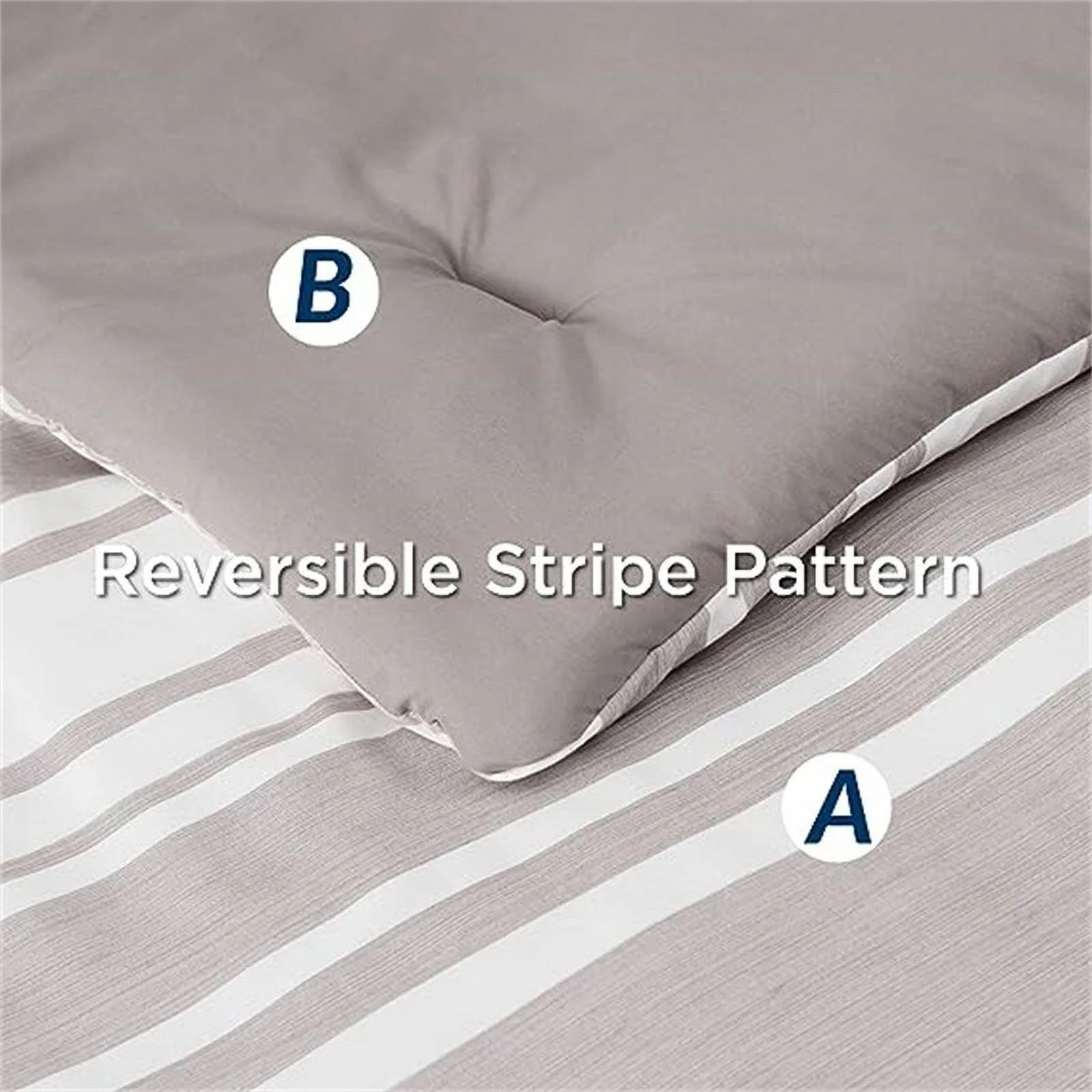 Striped Bedding Comforter Sets Taupe - 7 Piece - King