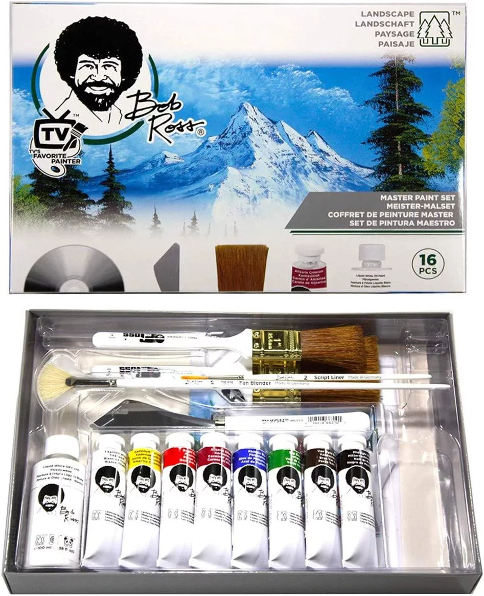 Bob Ross Master Artist  Paint Set Includes Wood  Supply Carrying Storage Case Sketchbox w/Palette