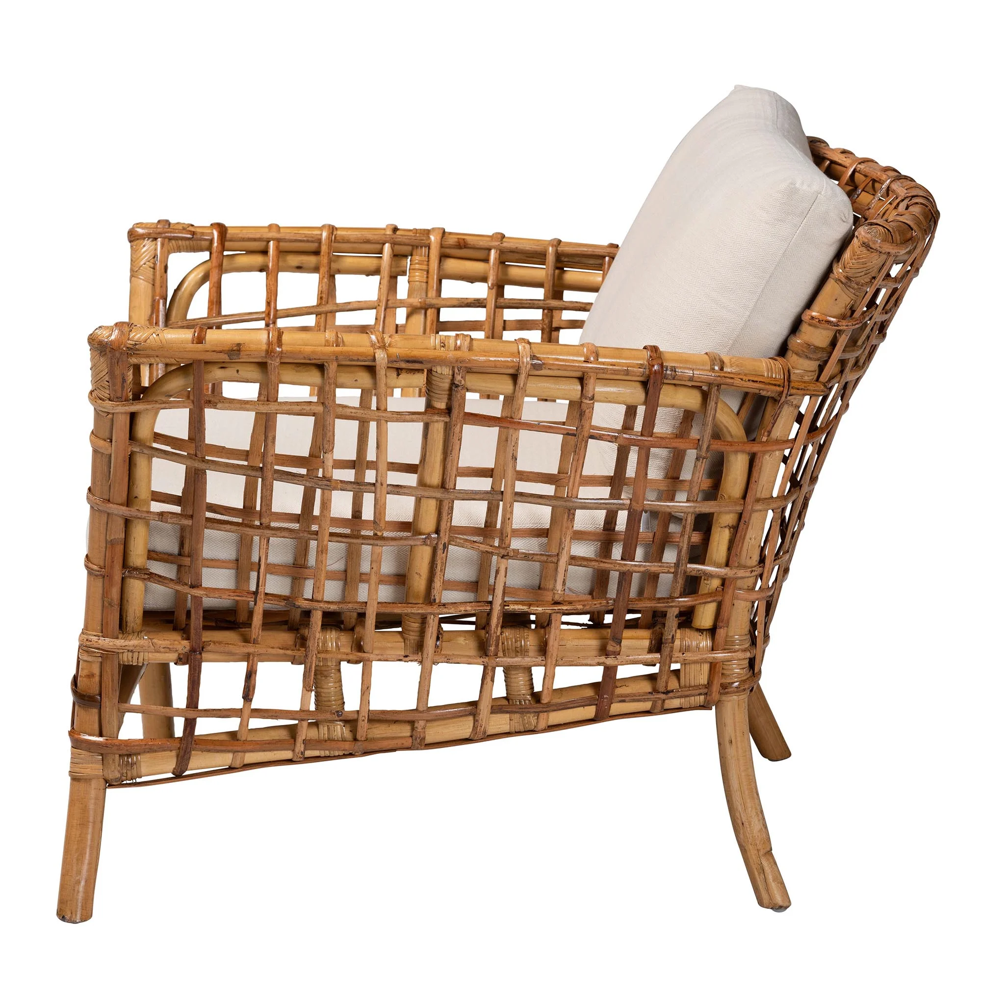 bali & pari Babette Modern Bohemian Rattan Arm Chair in Natural Brown