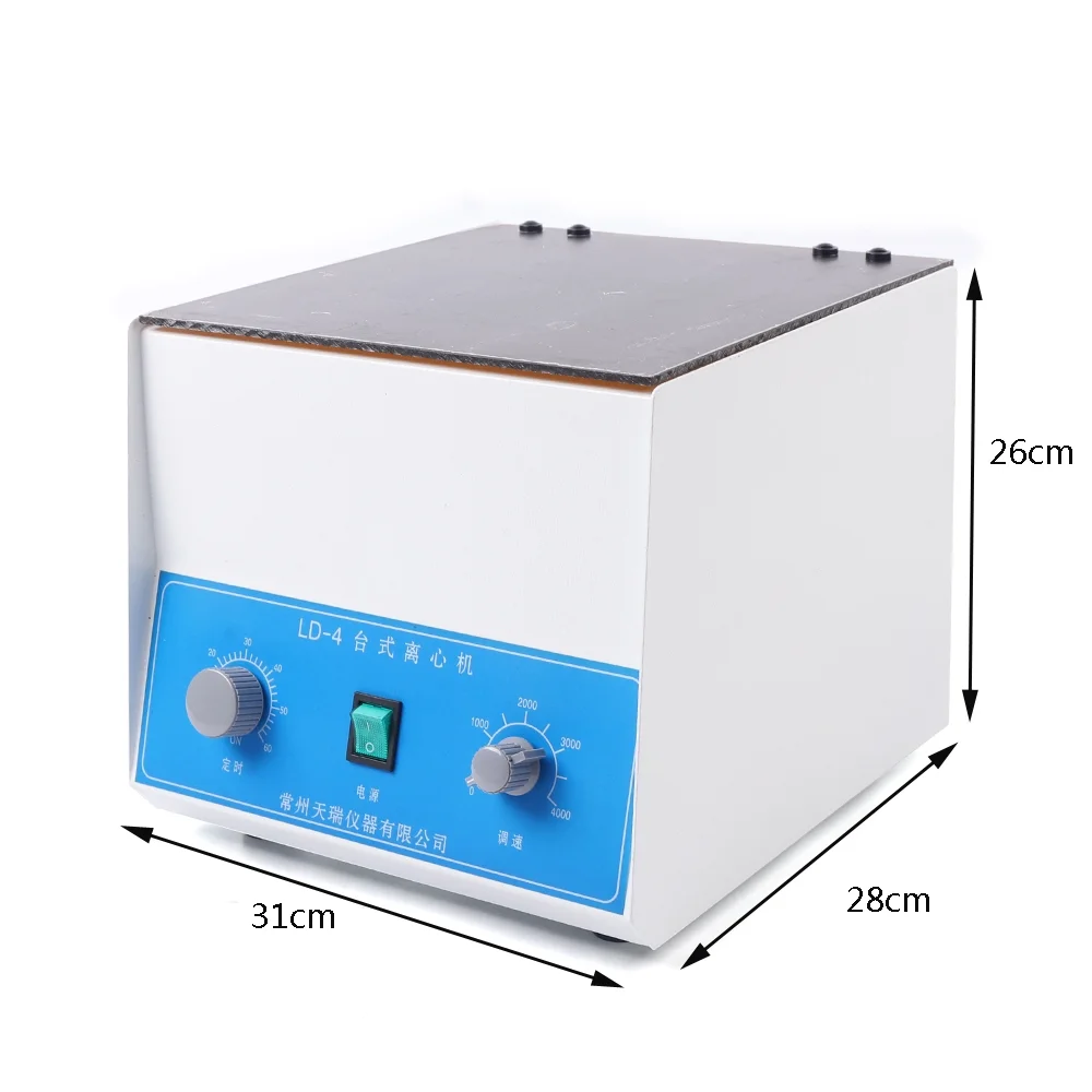 Miumaeov Electric Lab Benchtop Centrifuge 4 x 100 ML Desktop Electric Centrifuge Lab Centrifuge Machine 0-60min Timer 4000 RPM/Min for Laboratory Medical Practice 110V