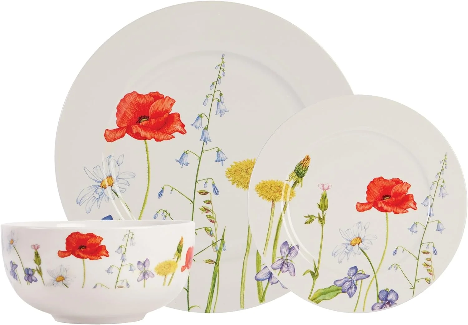 12-Piece Kitchen Dinnerware Set Plates Dishes Bowls Service for 4 12