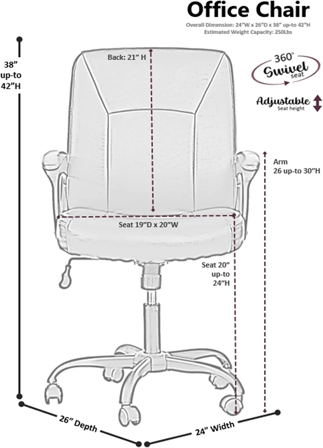 TJUNBOLIFE   Black Lux Office Chair