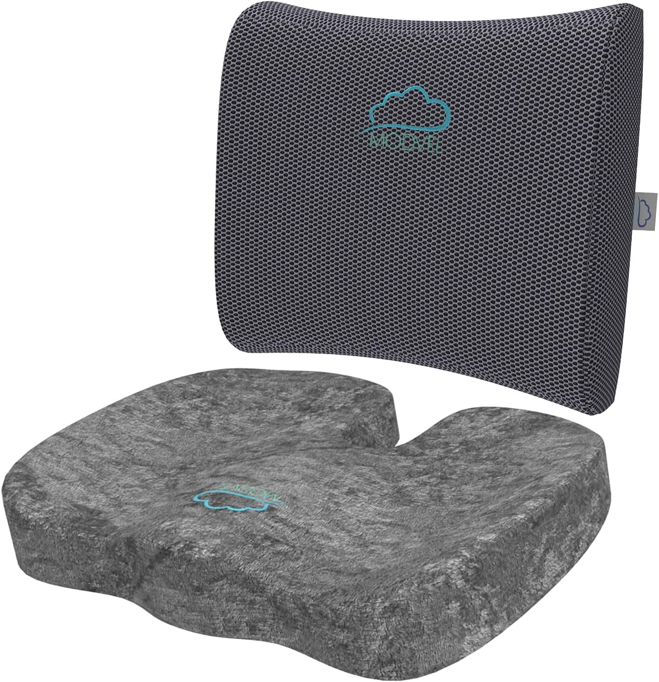 Memory Foam Seat Cushion And Lumbar Pillow Combo - Gel Infused And Ventilated - Back Pain Relief